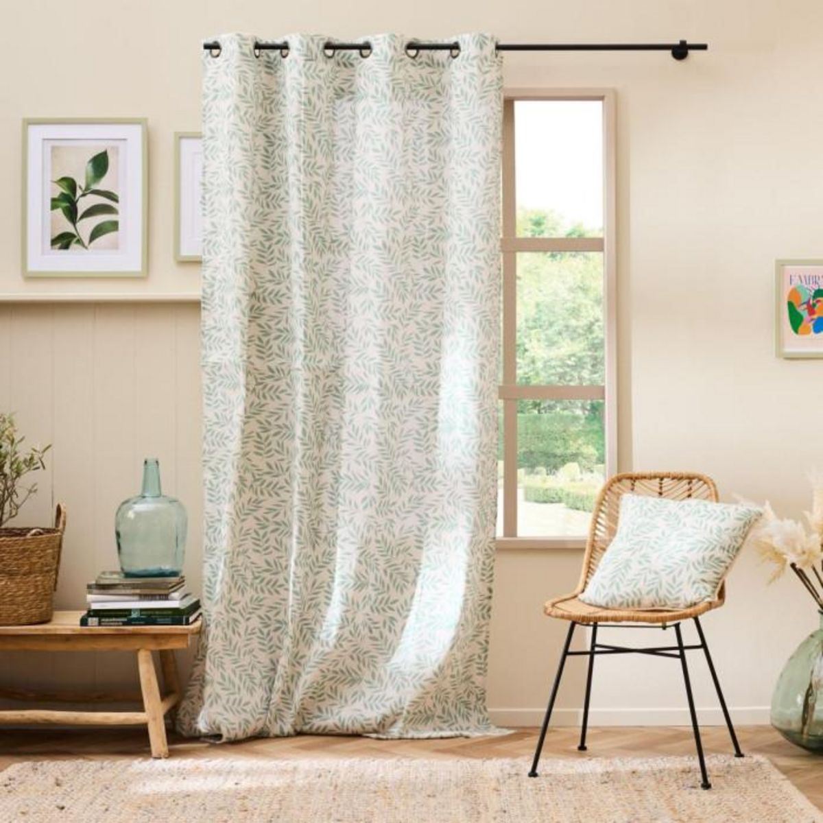 Paris Prix Coussin Déco Imprimé  Naya  45x45cm Sauge