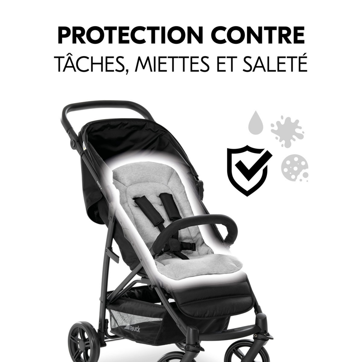 HAUCK Poussette citadine Rapid 4 Noir + sur-assise pour poussette Pushchair Seat Liner Light Gris
