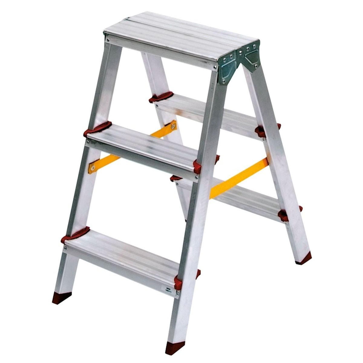 VITO Escabeau Double 3 Marches Aluminium Pliable 65 cm – Marchepied Stable Antidérapant Charge 150 kg pour Bricolage et Travaux VITO
