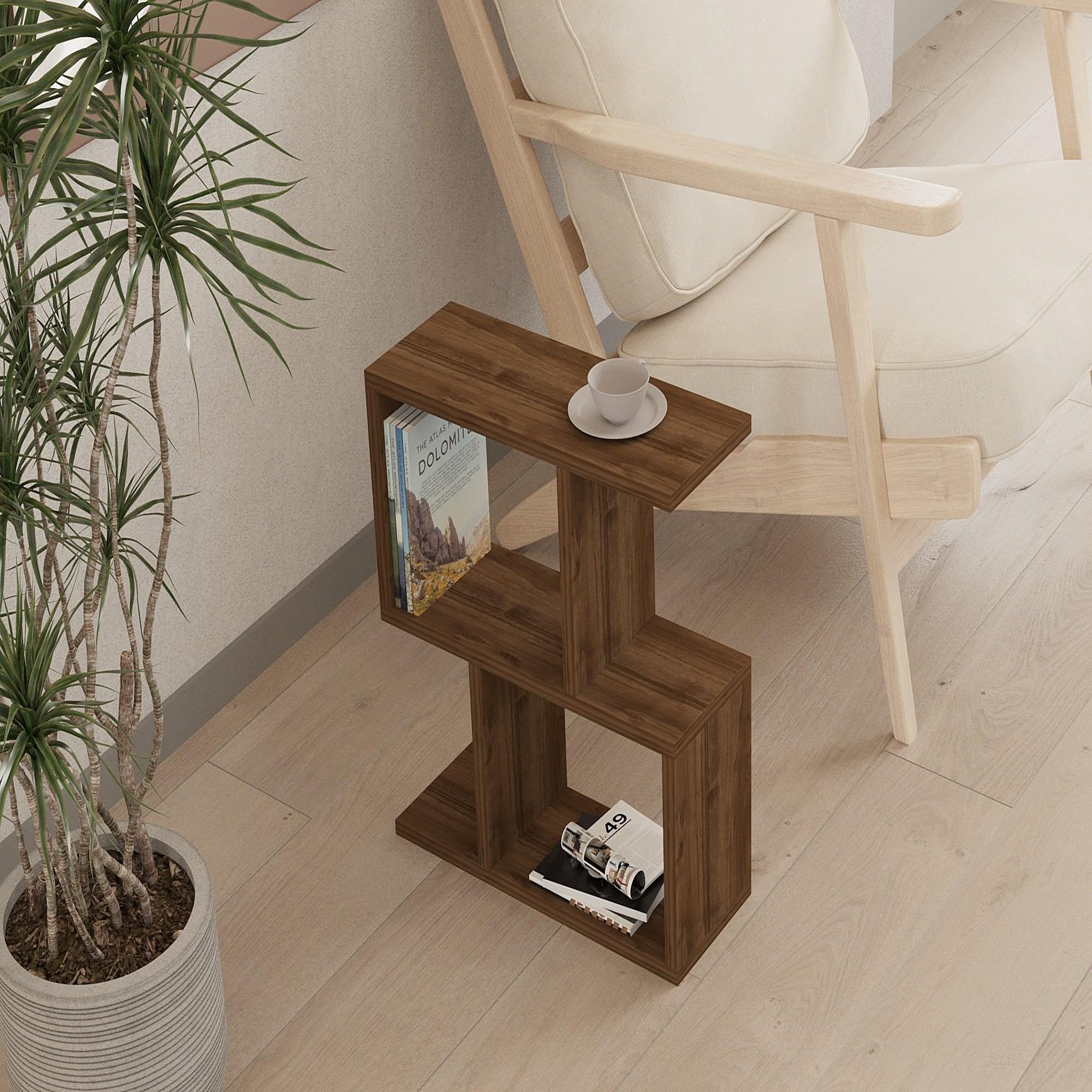 Voir la diapositive 4 : Habitat et Jardin Table d'appoint en bois  zet  - 45 x 17 x 51 cm - noyer