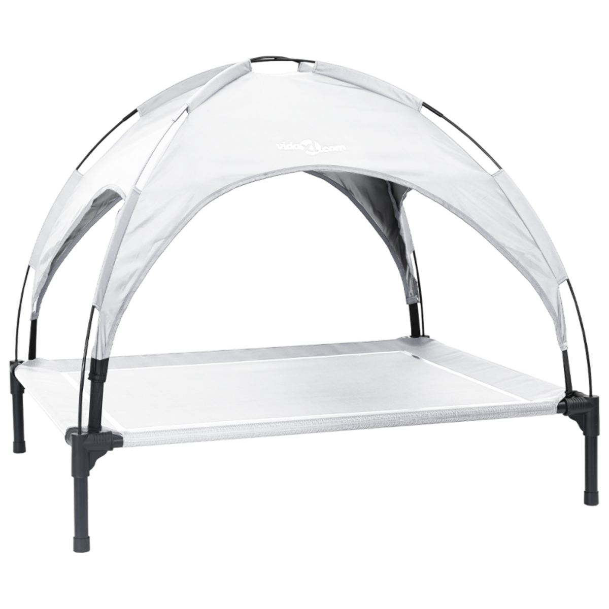 VIDAXL Lit surélevé pour chien avec toit amovible gris argenté XL en acier