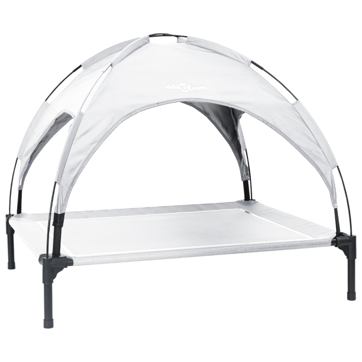 VIDAXL Lit surélevé pour chien avec toit amovible gris argenté XL en acier