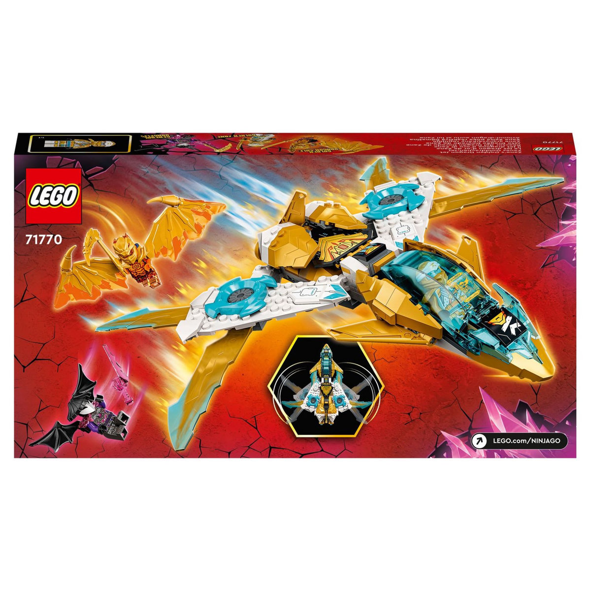 LEGO LEGO NINJAGO 71770 Le Jet Dragon d&rsquo;Or de Zane, Jouet d'Avion et Figurines pour Enfants