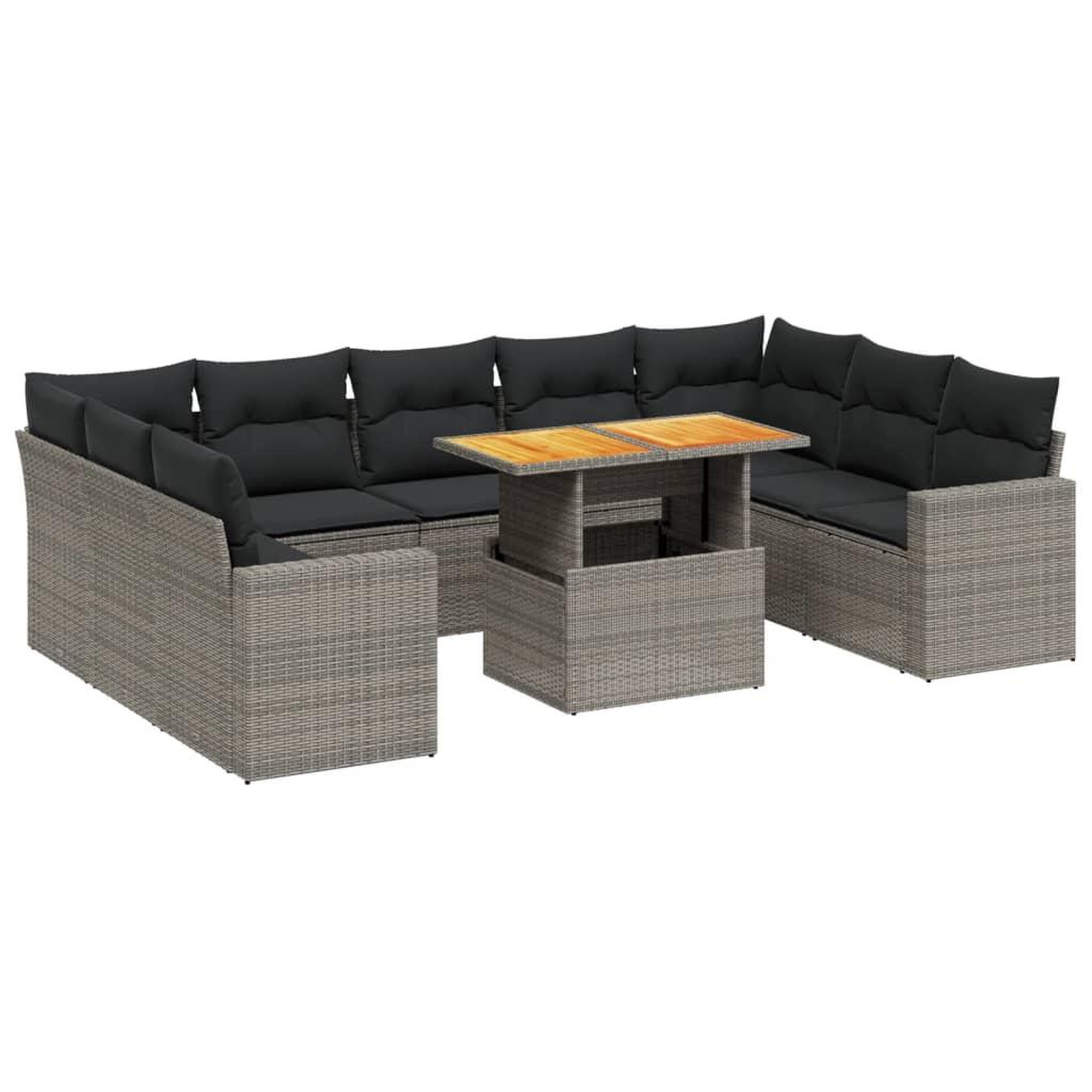 Voir la diapositive 2 : VIDAXL Salon de jardin avec coussins 10 pcs gris resine tressee