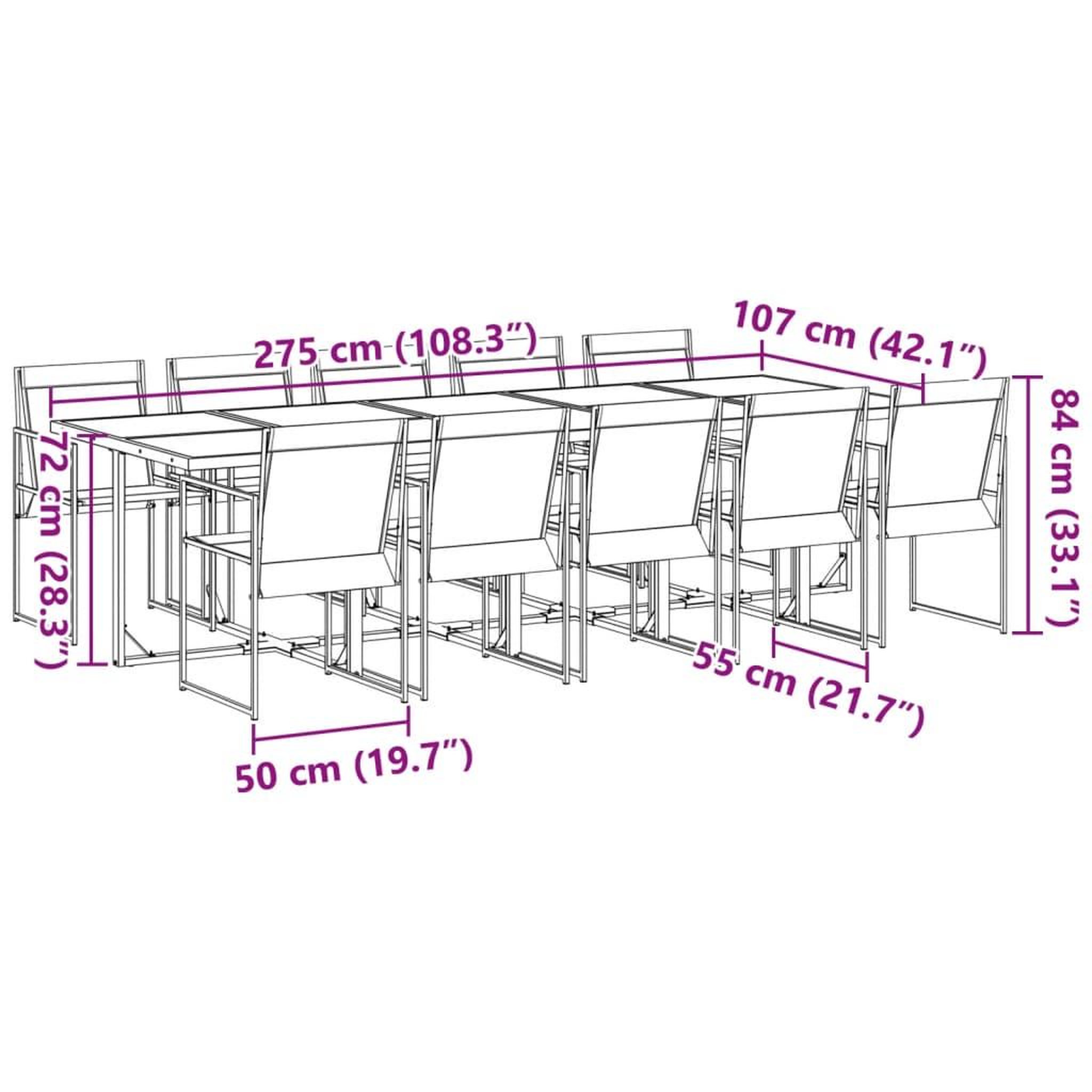 Voir la diapositive 6 : VIDAXL Ensemble a manger de jardin 11 pcs noir textilene
