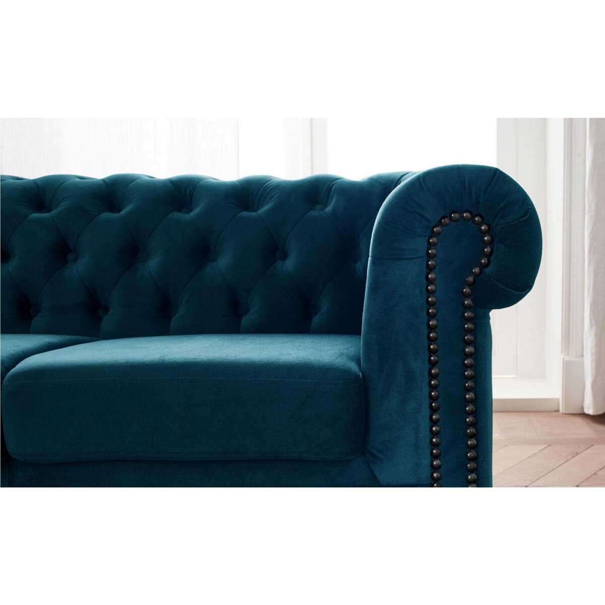 LISA DESIGN William - canapé chesterfield d'angle gauche - 4 places - en velours