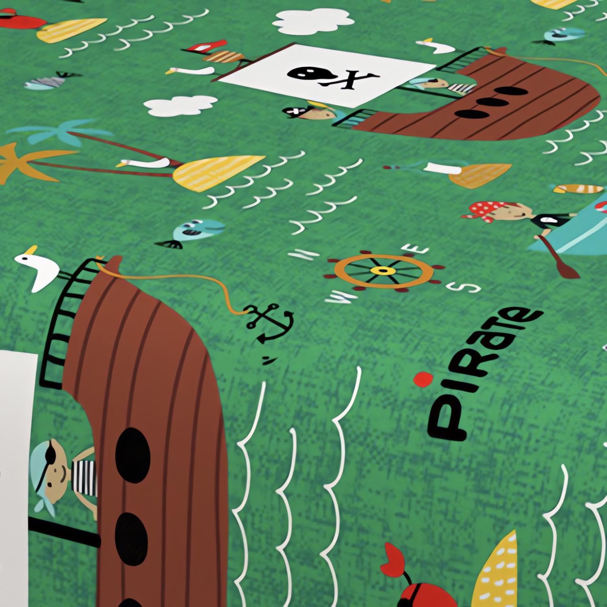 Voir la diapositive 3 : SOLEIL D'OCRE Parure de draps 180x290 cm PIRATES, 100% coton 57 fils/cm2, par Soleil d'Ocre