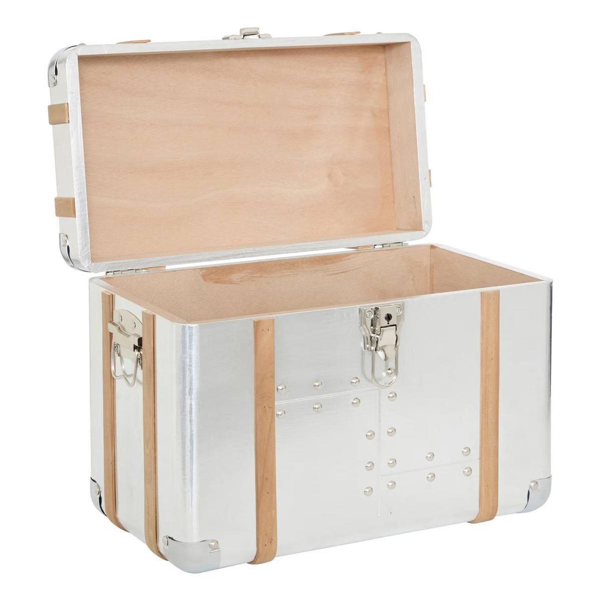 Voir la diapositive 3 : ATMOSPHERA Lot de 3 malles de rangement  sky  54cm argent