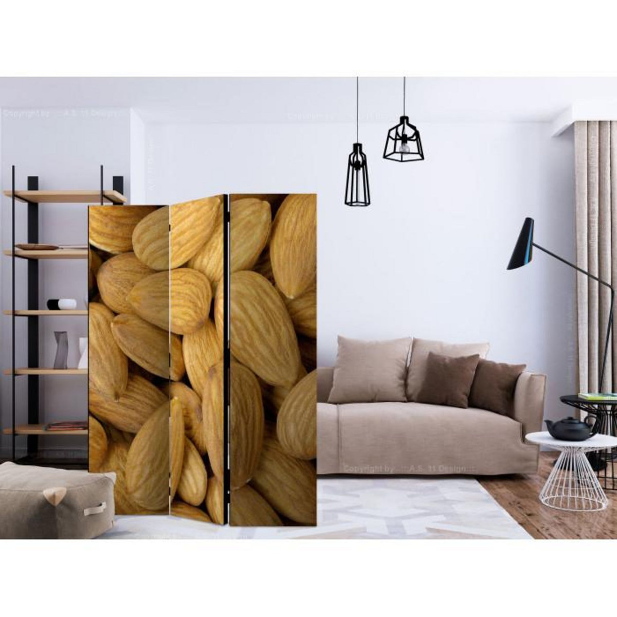 Paris Prix Paravent 3 Volets  Tasty Almonds  135x172cm