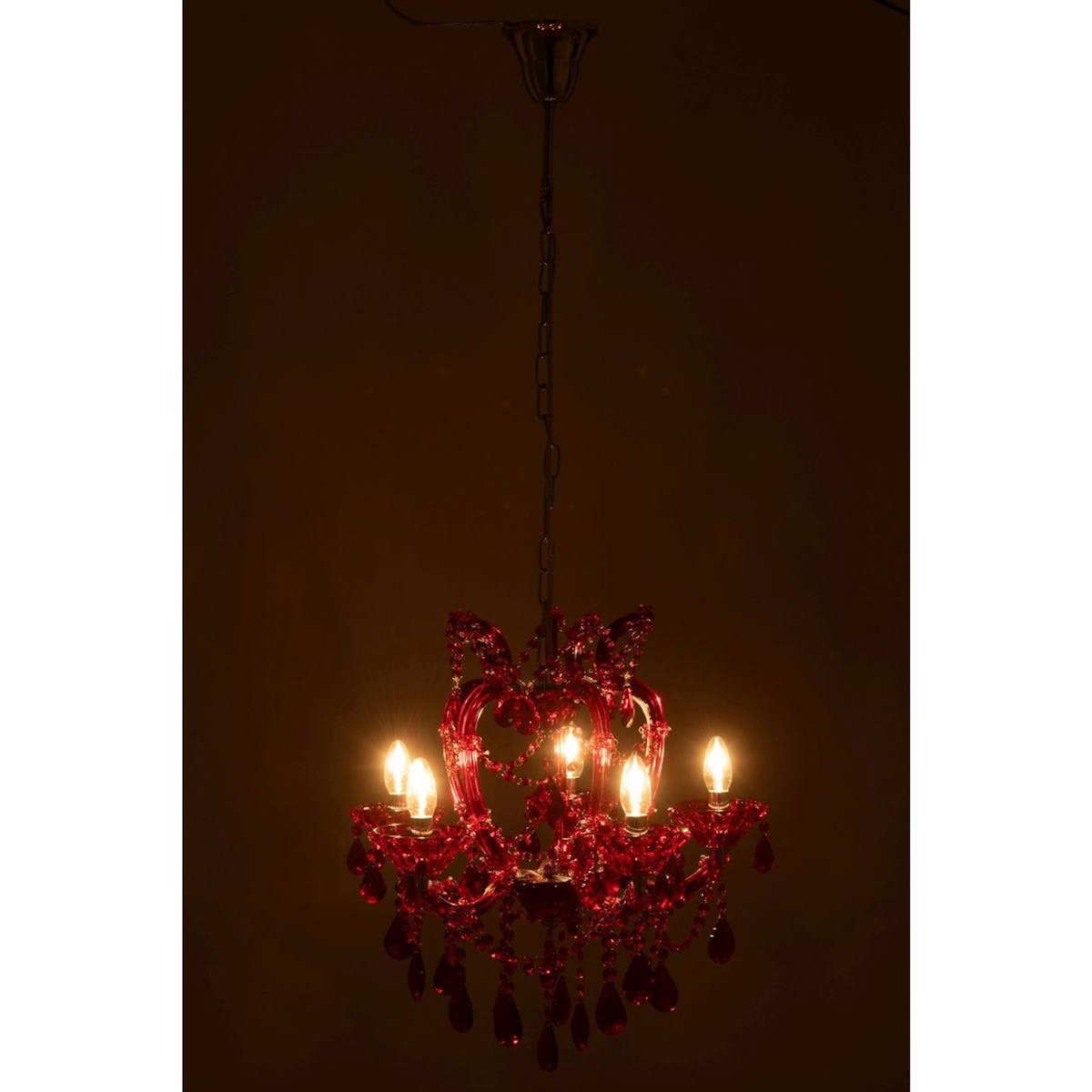 Paris Prix Lustre en Verre  Antique  57cm Rouge