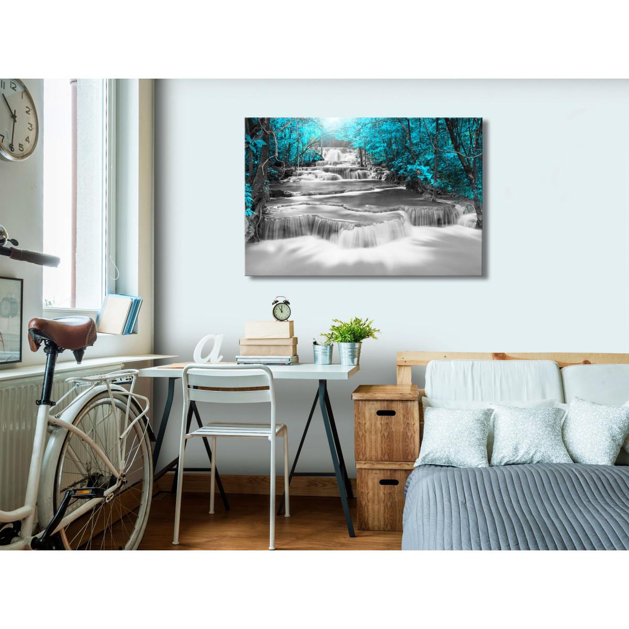 Voir la diapositive 2 : Paris Prix Tableau Imprimé  Cascade of Thoughts Wide Turquoise