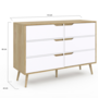 Voir la diapositive 5 : ID MARKET Commode 6 tiroirs HELSINKI 115 cm scandinave bois et blanc