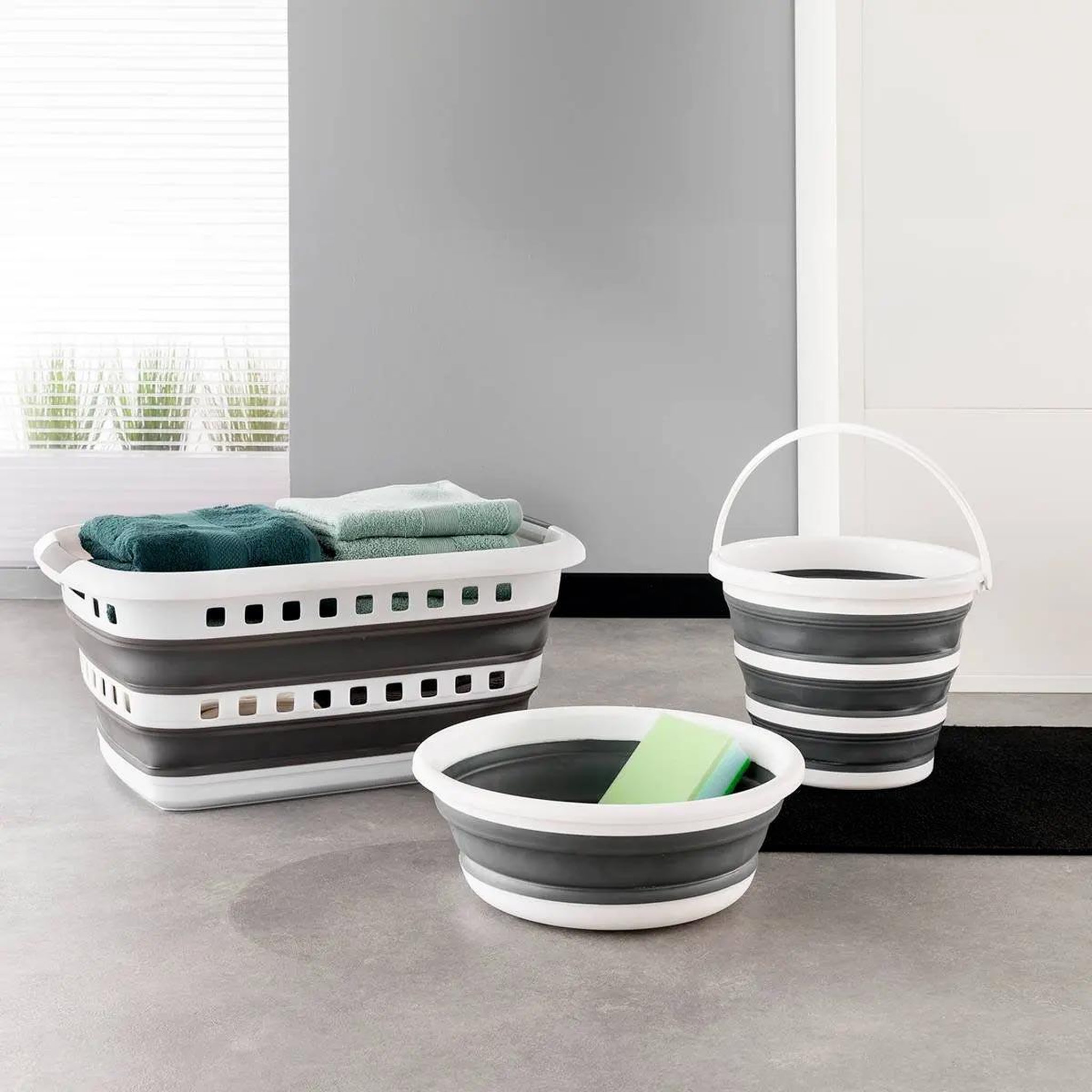 Voir la diapositive 3 : FIVE Seau pliable 10l  bucket  32cm gris
