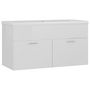 Voir la diapositive 2 : VIDAXL Armoire d'evier avec lavabo integre Blanc brillant