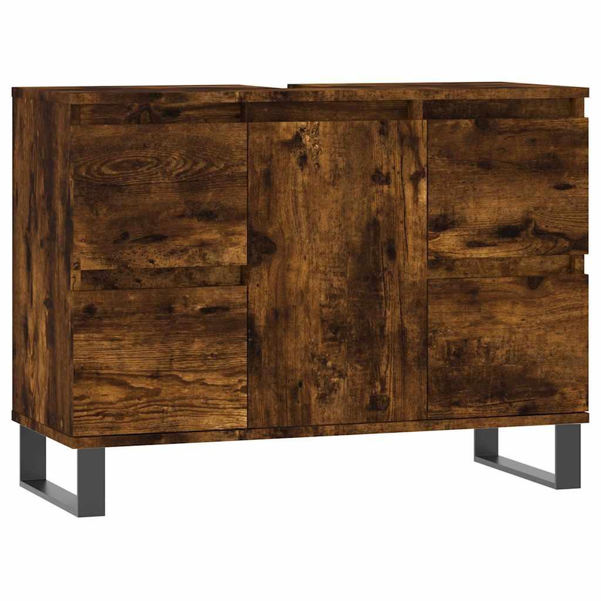 Voir la diapositive 2 : VIDAXL Armoire salle de bain chene fume 80x33x60cm bois d'ingenierie
