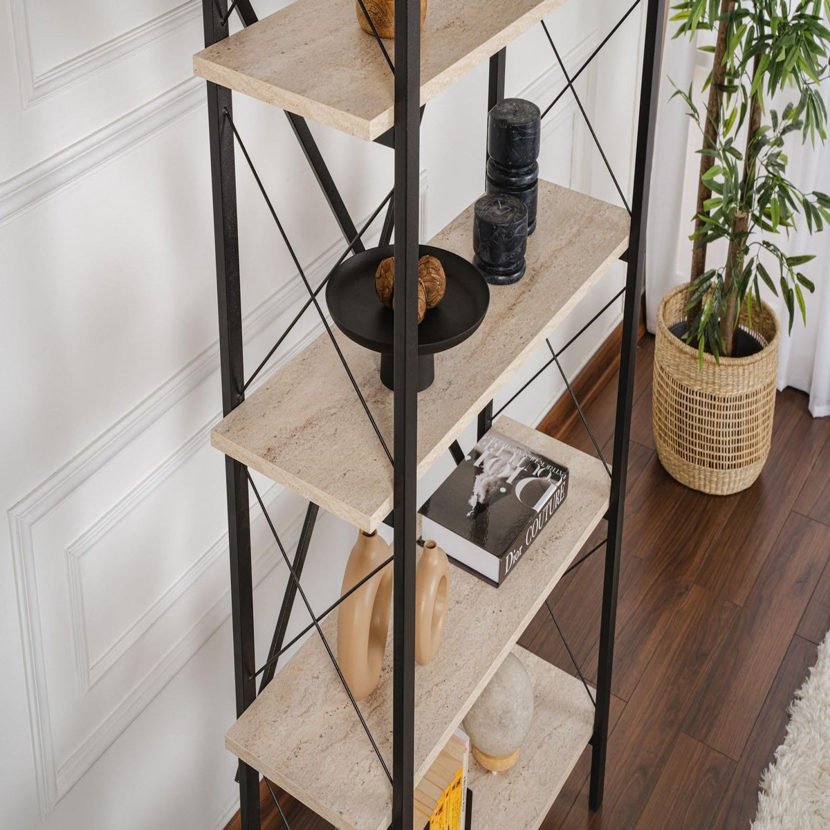 Habitat et Jardin Bibliothèque en bois  Elysian  - 90 x 33 x 180 cm - TravertinNoir