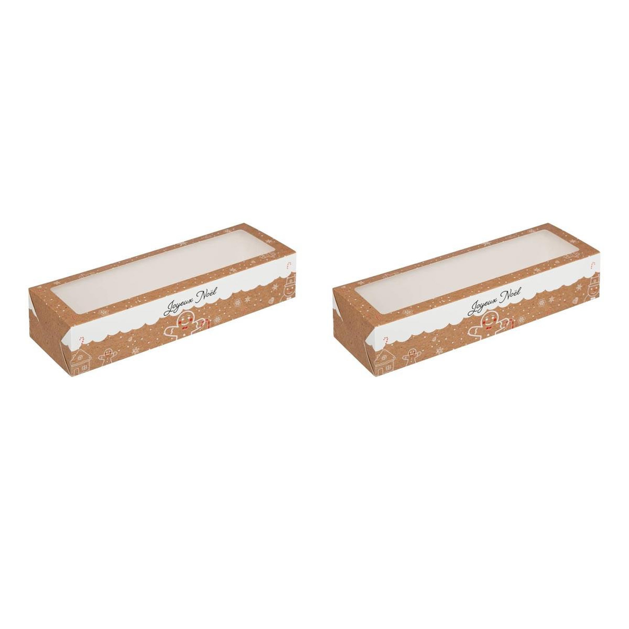 FIVE Lot de 2 boîtes pour bûches  noël  31cm beige