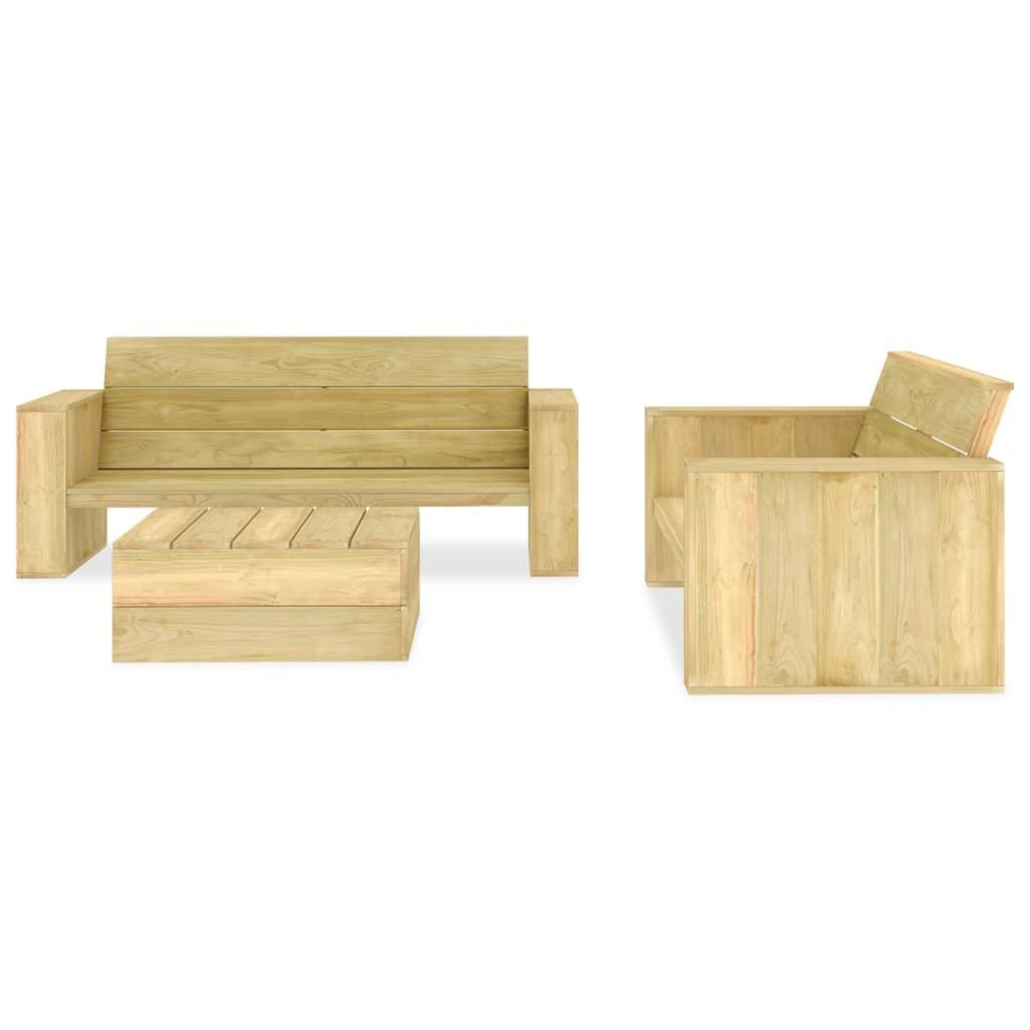 Voir la diapositive 2 : VIDAXL Salon de jardin 3 pcs Bois de pin impregne