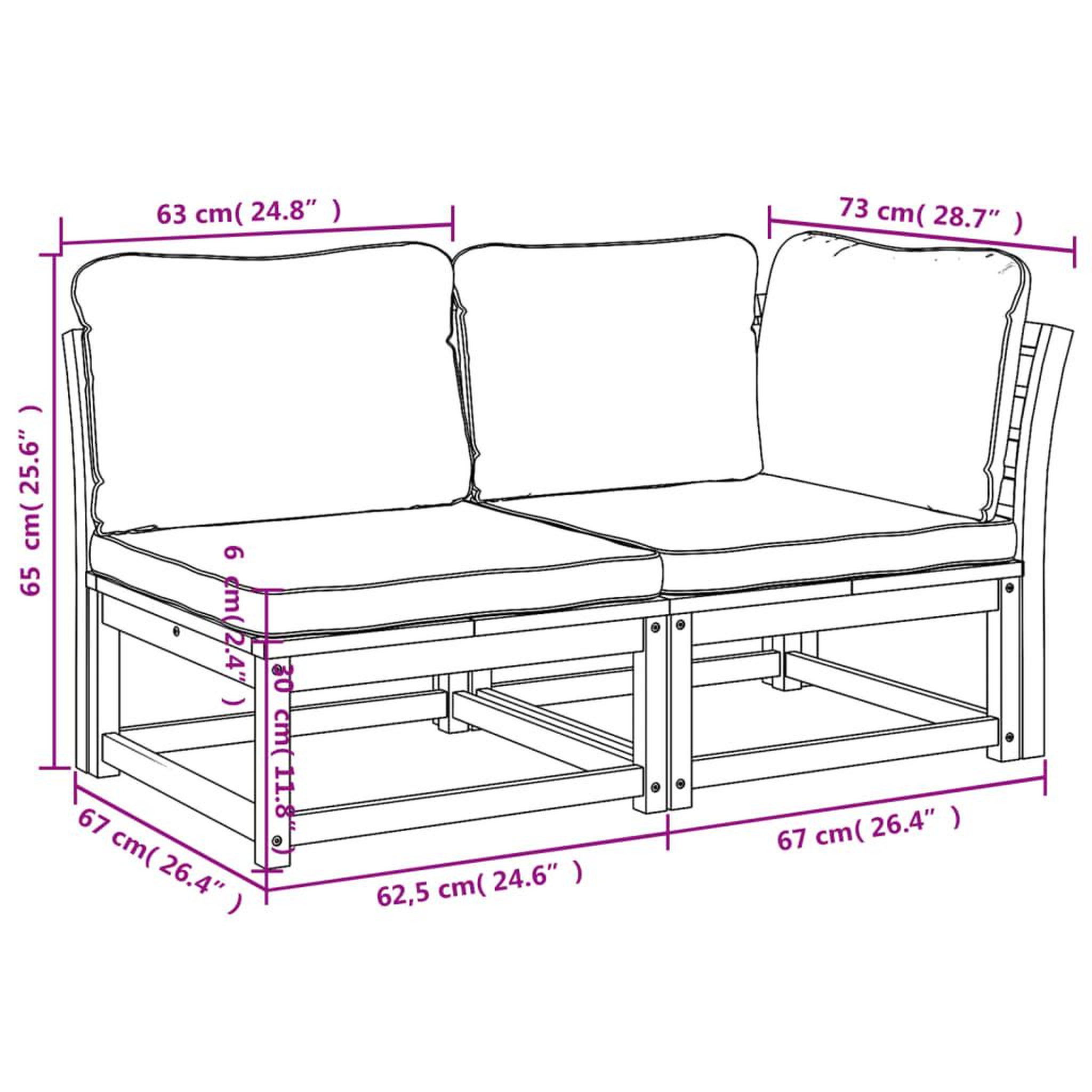 Voir la diapositive 6 : VIDAXL Salon de jardin 2 pcs avec coussins bois massif d'acacia