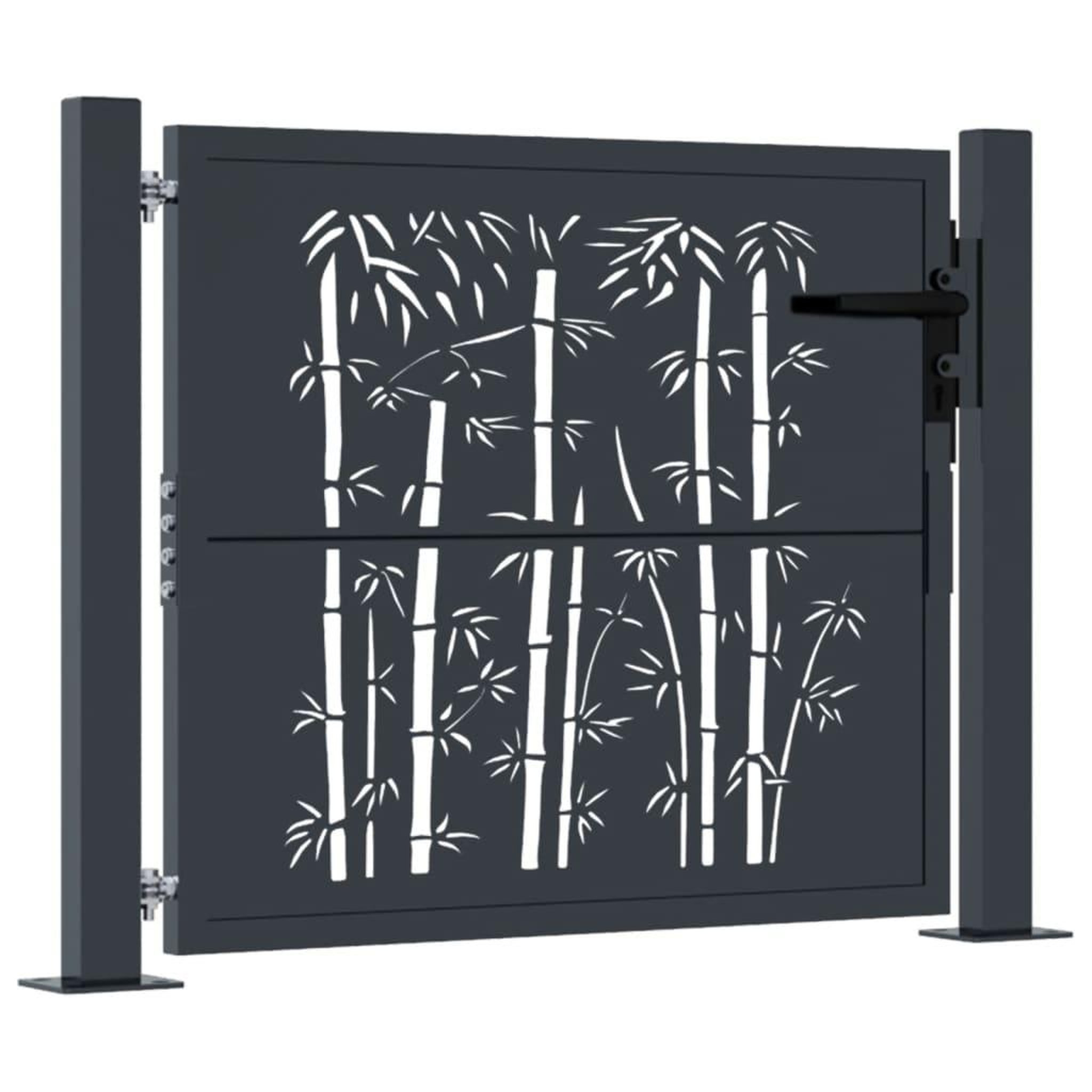 Voir la diapositive 2 : VIDAXL Portail de jardin anthracite 105x80 cm acier design de bambou