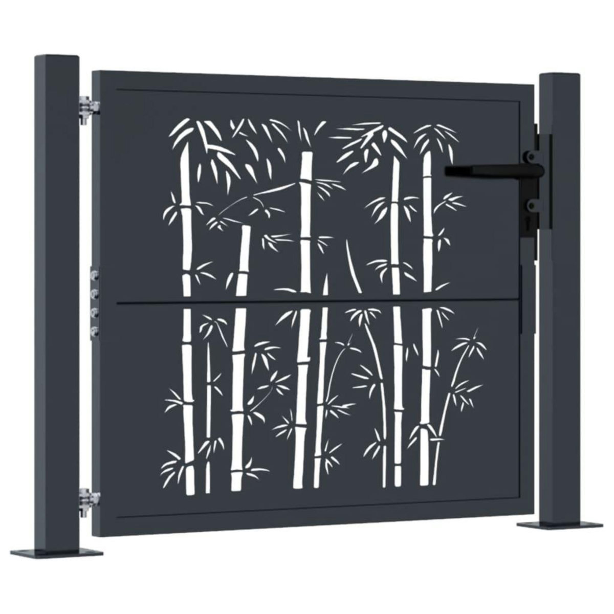 VIDAXL Portail de jardin anthracite 105x80 cm acier design de bambou
