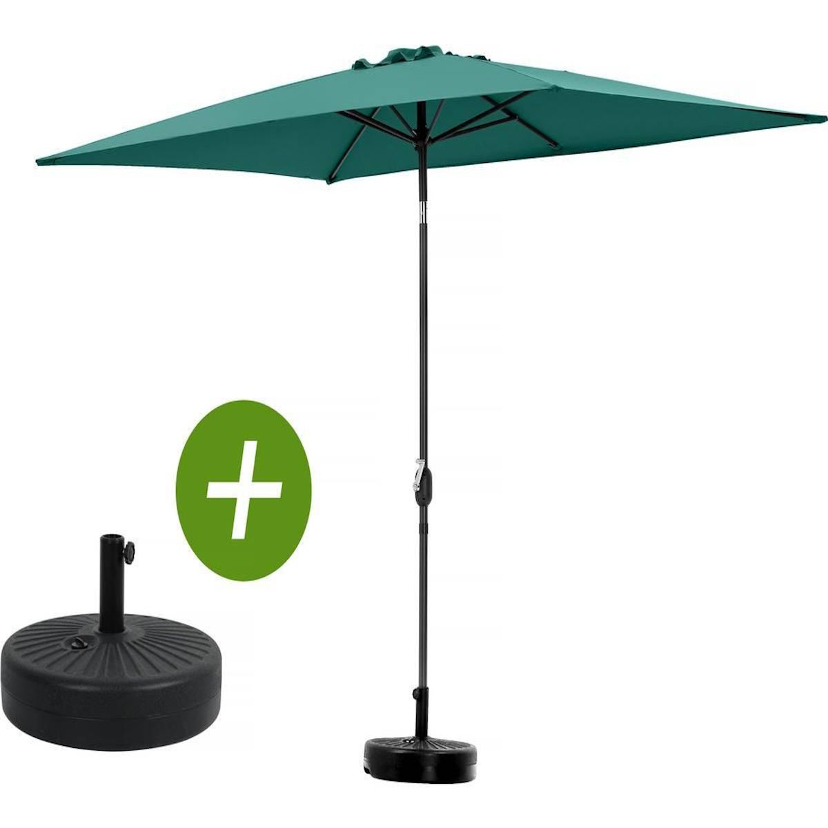 Habitat et Jardin Parasol jardin  Sol 2  - Rectangle - 2 x 3 m - Vert + Dalles à lester incluses