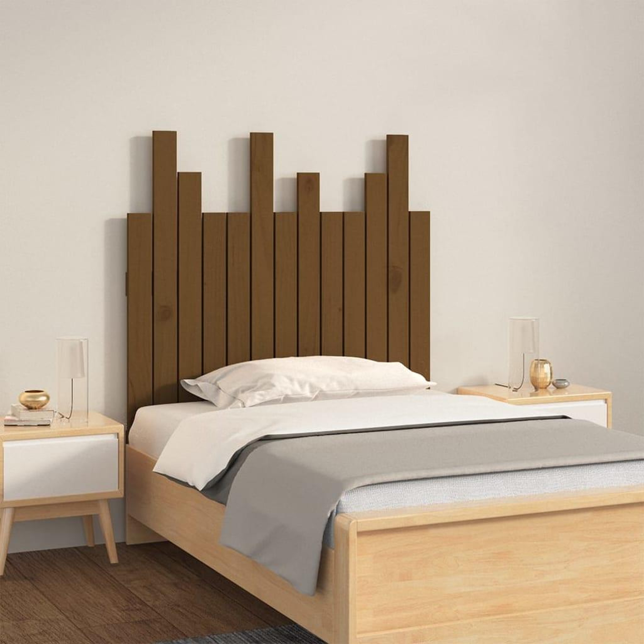 Voir la diapositive 1 : VIDAXL Tete de lit murale Marron miel 82,5x3x80 cm Bois massif de pin