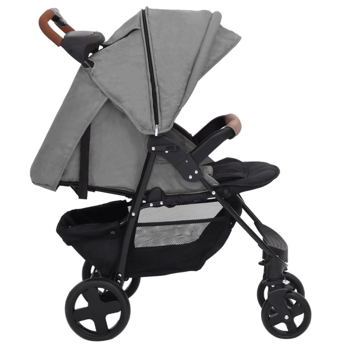 VIDAXL Poussette pour bebe 3-en-1 Gris clair Acier