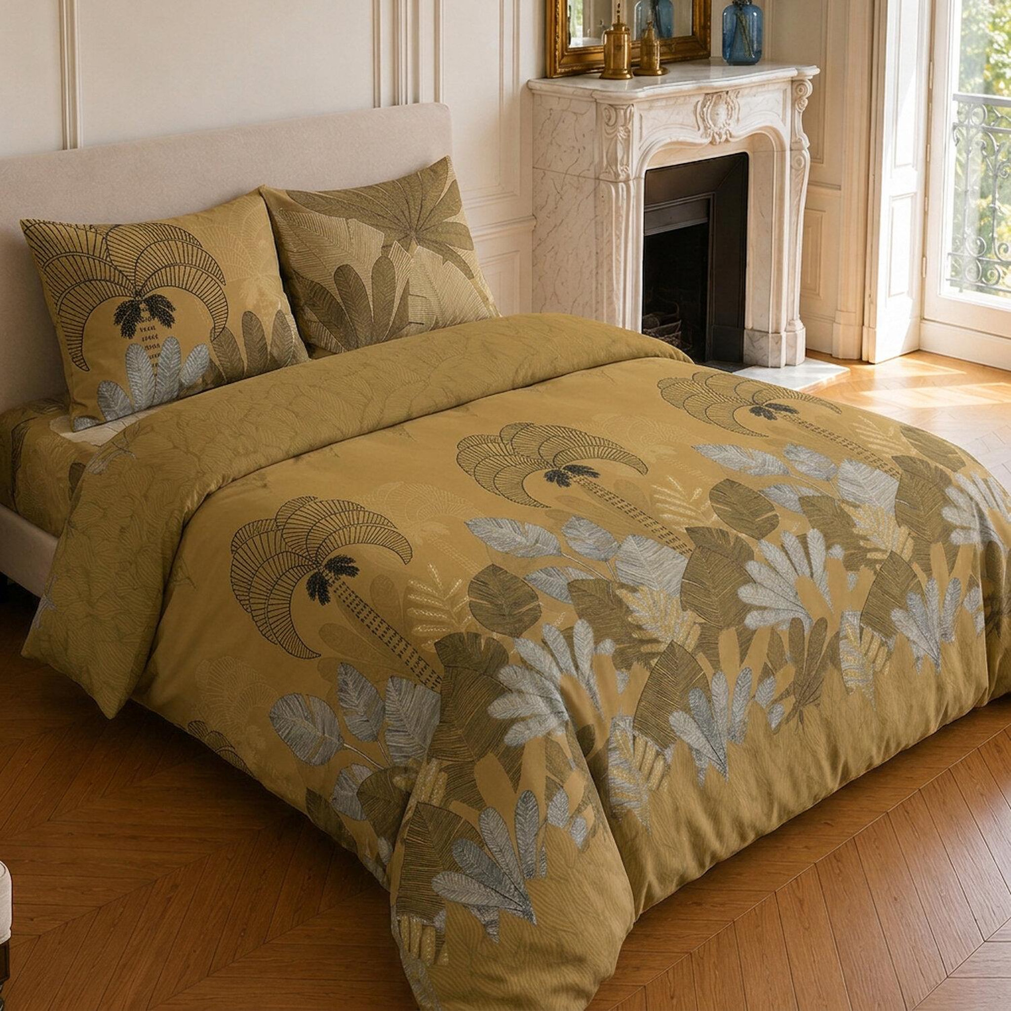 Voir la diapositive 2 : Home collection Parure housse de couette imprimée 100% microfibre - the palm - 220x240 cm