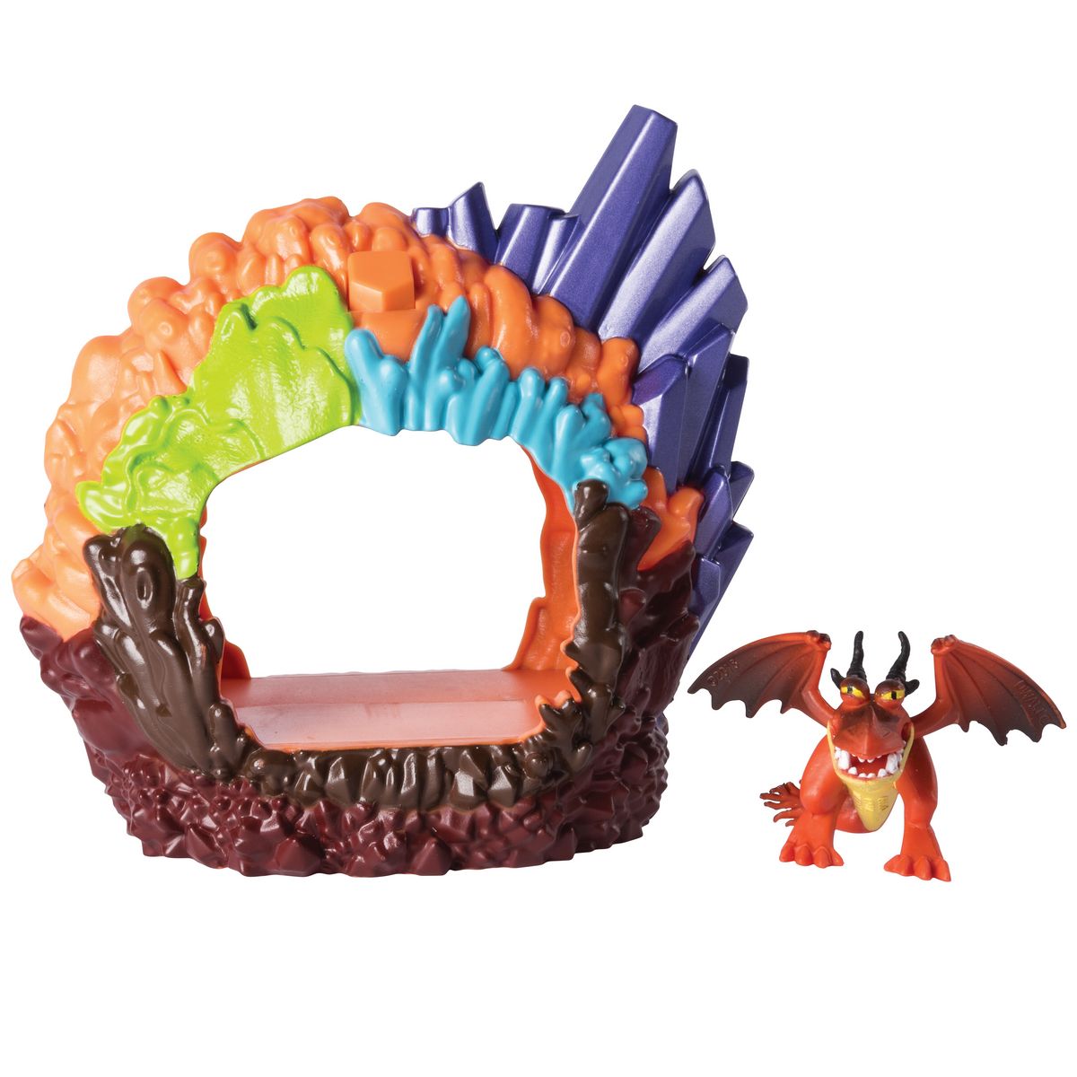 SPIN MASTER Coffret tanière + figurine dragon mystère bioluminescente 5 cm - Dragons 3 Le monde caché