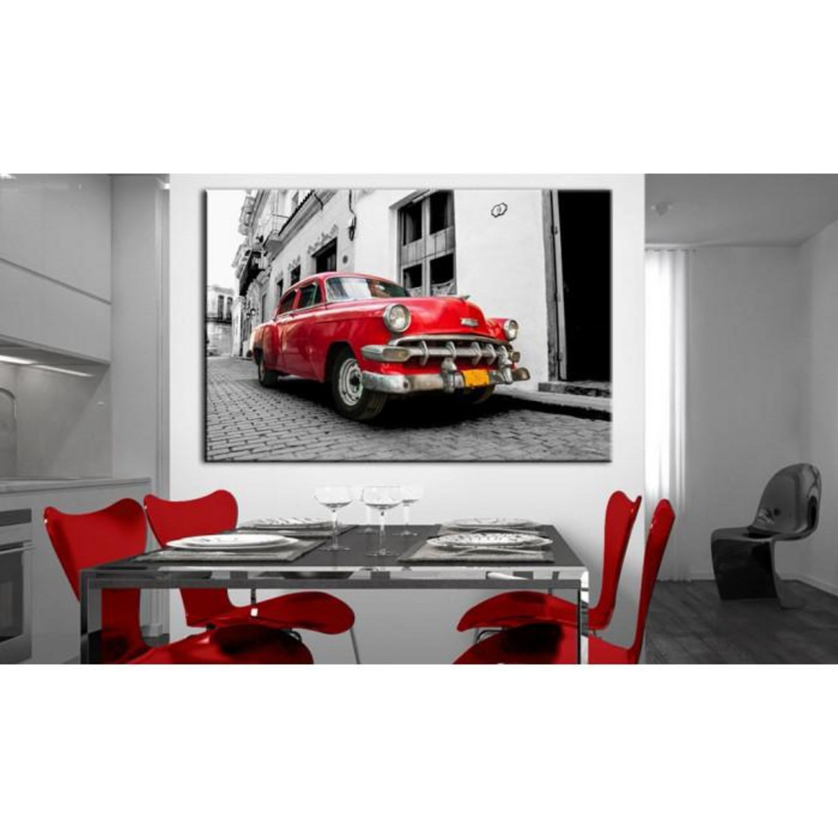 Paris Prix Tableau Imprimé  Cuban Classic Car Red