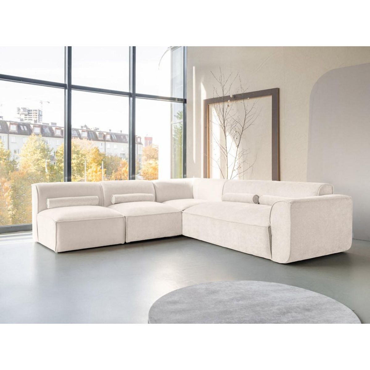 BEST MOBILIER Felix - canapé modulable d'angle gauche 5 places en tissu texturé