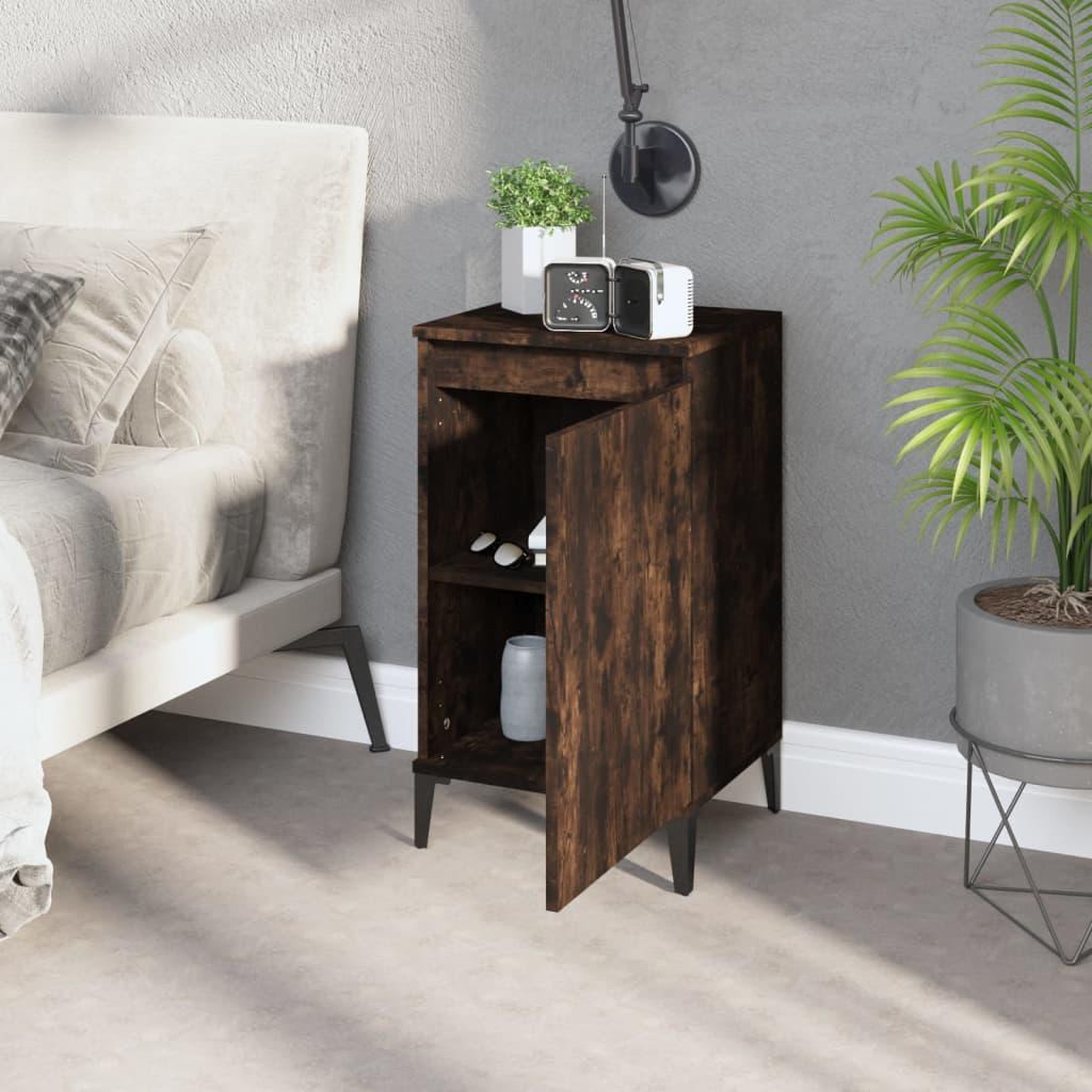 Voir la diapositive 3 : VIDAXL Tables de chevet 2 pcs chene fume 40x35x70 cm bois d'ingenierie