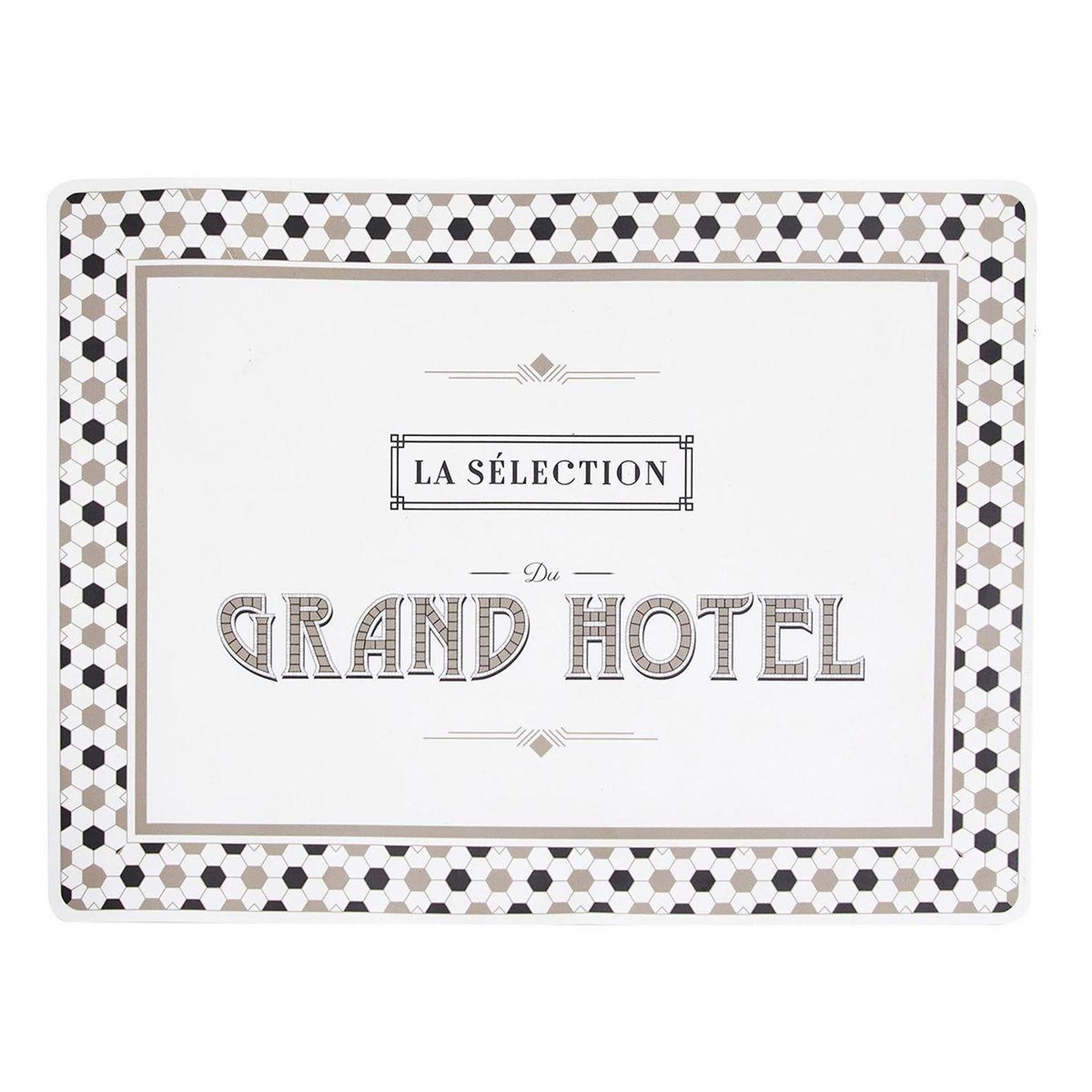The Home Deco Factory Set de table imprimé  grand hôtel  30x40cm blanc