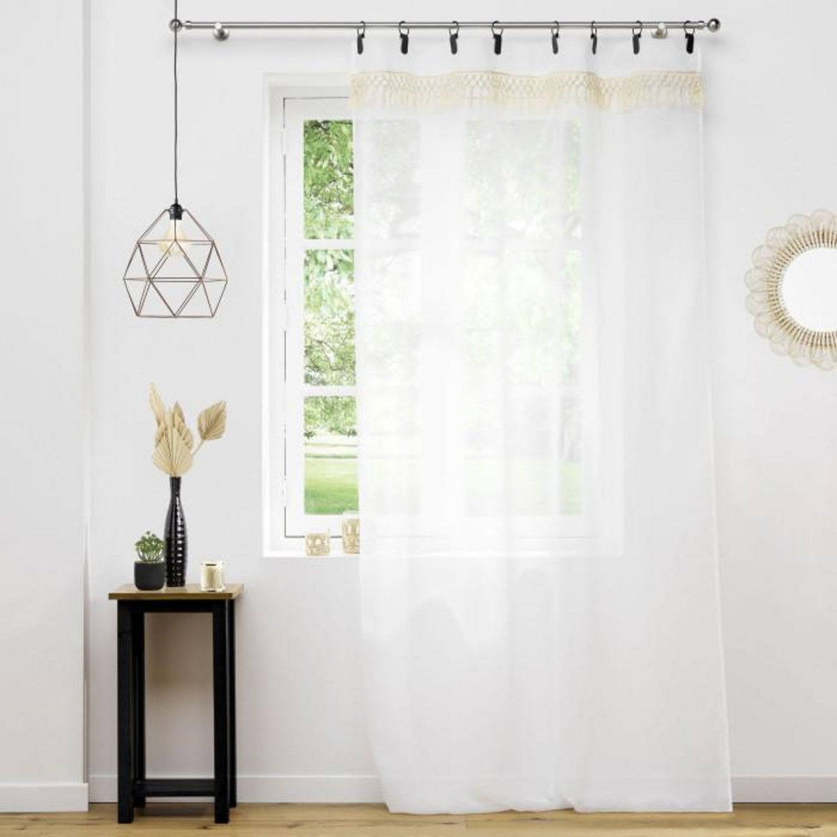 Paris Prix Rideau Voilage à Anneaux  Anissa  140x240cm Blanc