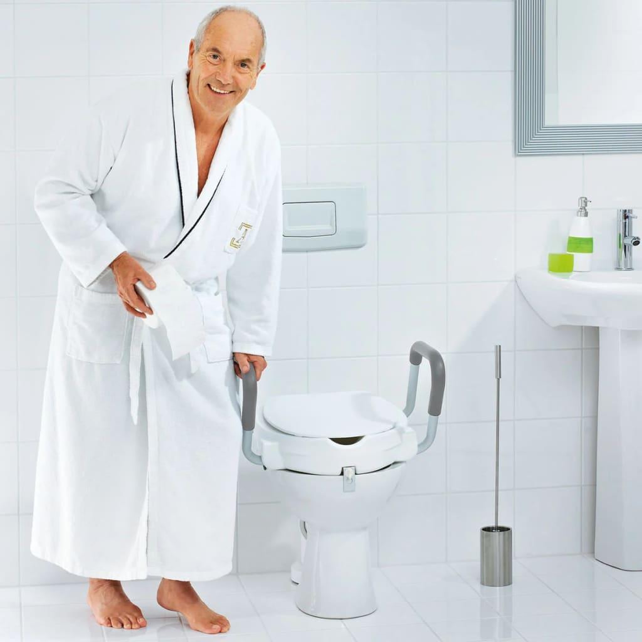 Voir la diapositive 5 : RIDDER RIDDER Siege de toilette avec barre de securite Blanc 150 kg A0072001