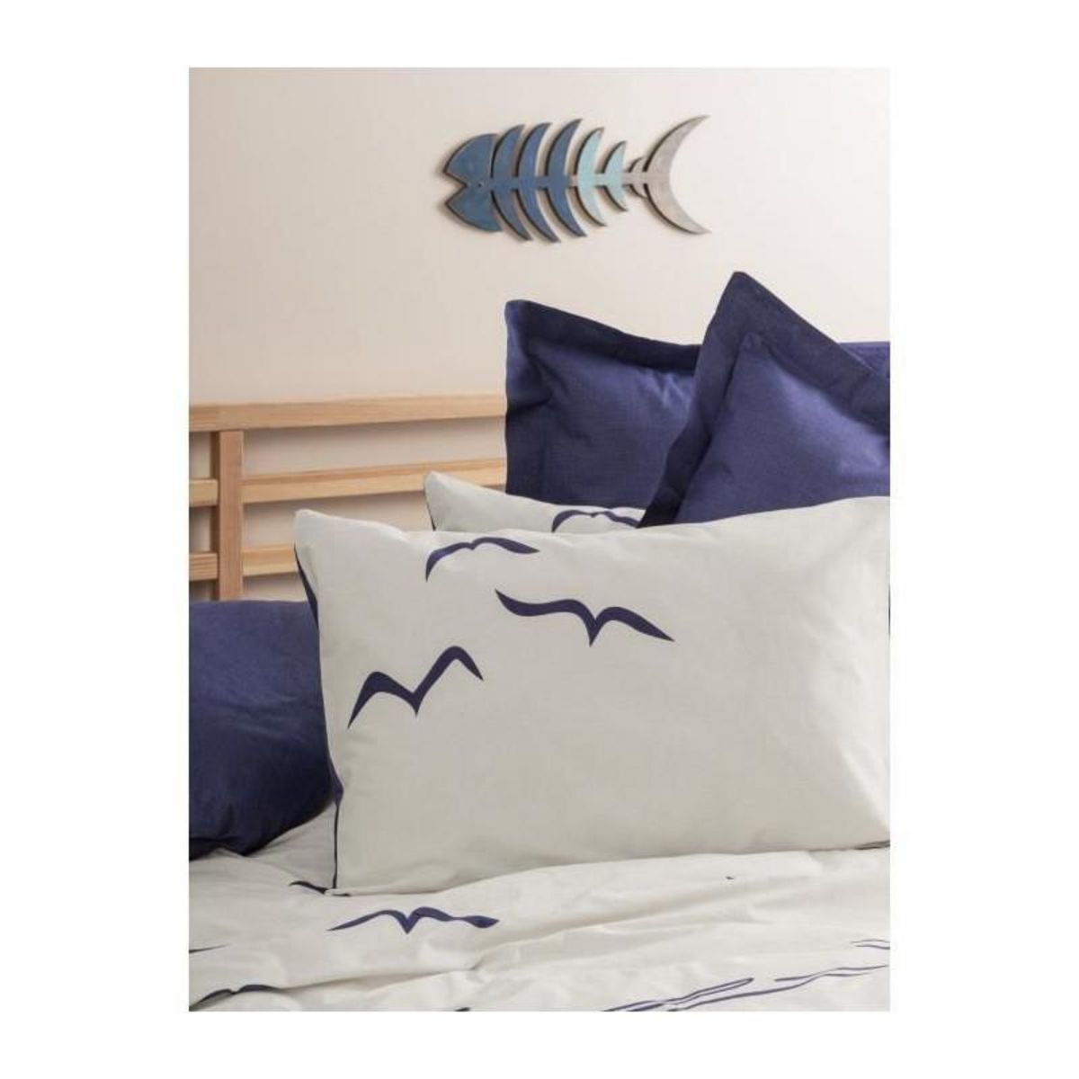 GENERIQUE Parure de lit - 129CTN64418 - 1 housse de couette 220 x 240 cm + 2 taies d'oreiller 60 x 60 cm - 100% coton ranforcé - Bleu