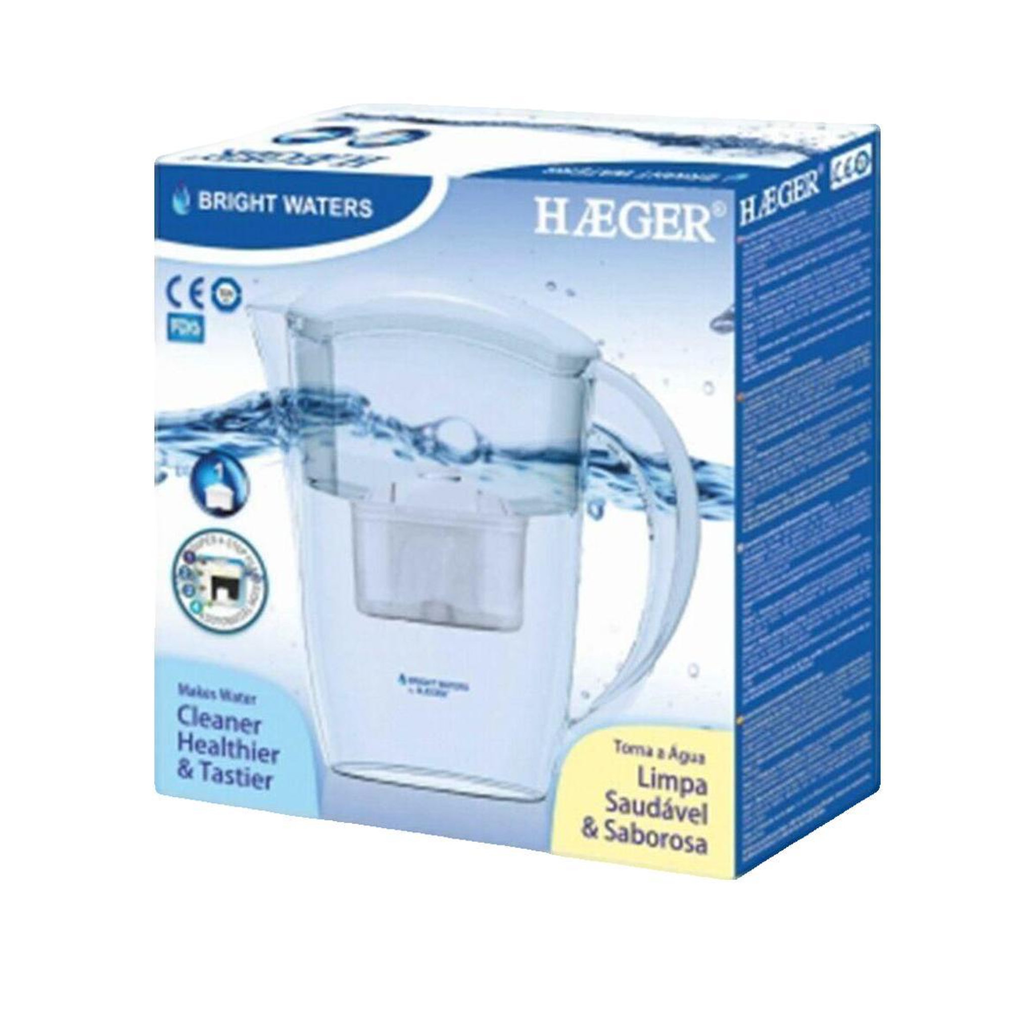 Voir la diapositive 2 : HAGER Carafe filtrante Haeger WJ-24W.004A blanche 2,4 litres