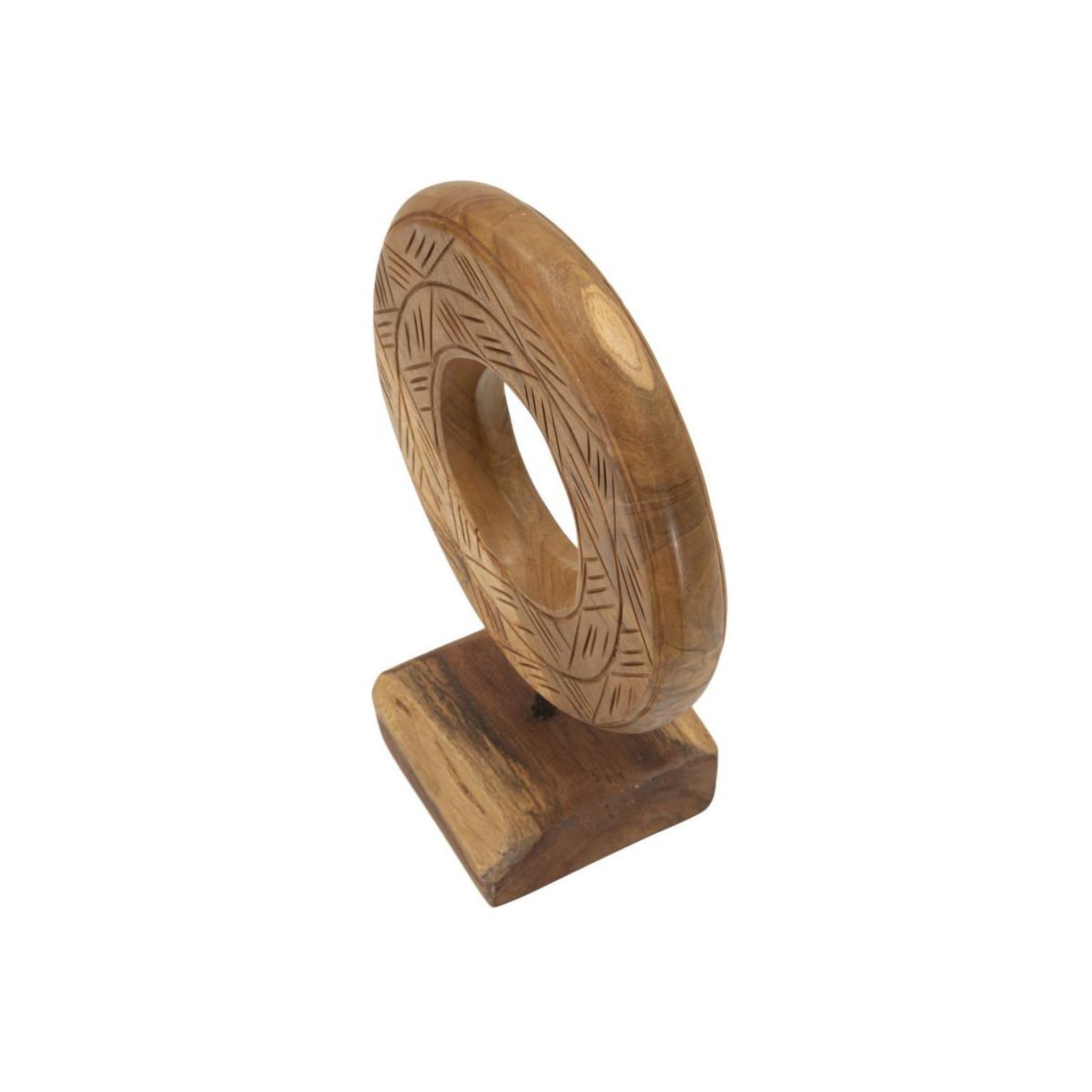 Voir la diapositive 3 : Paris Prix Objet déco rond en teck  dorat  28cm naturel
