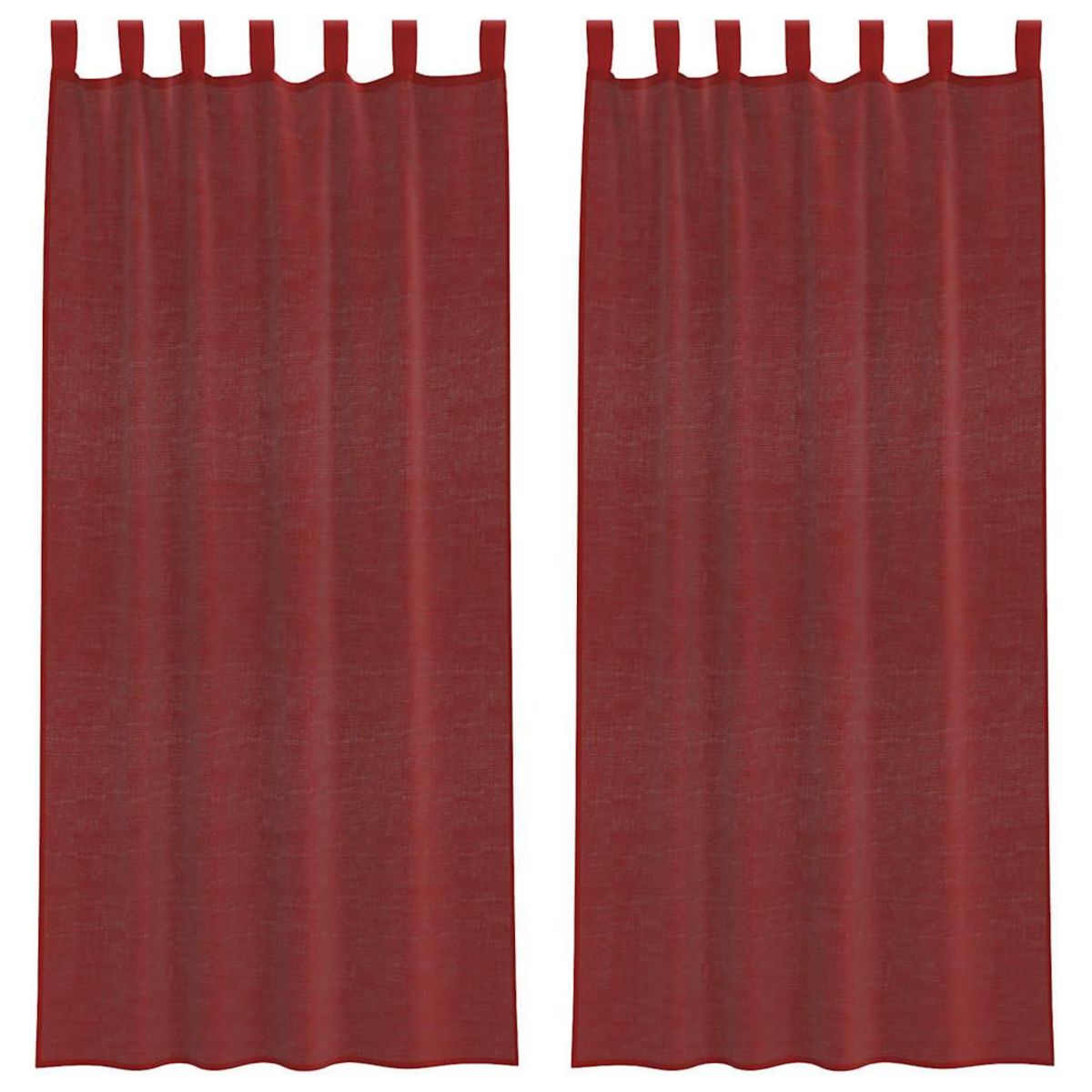 VIDAXL Rideaux en voile avec passe-tringles 2 pcs rouge bordeaux