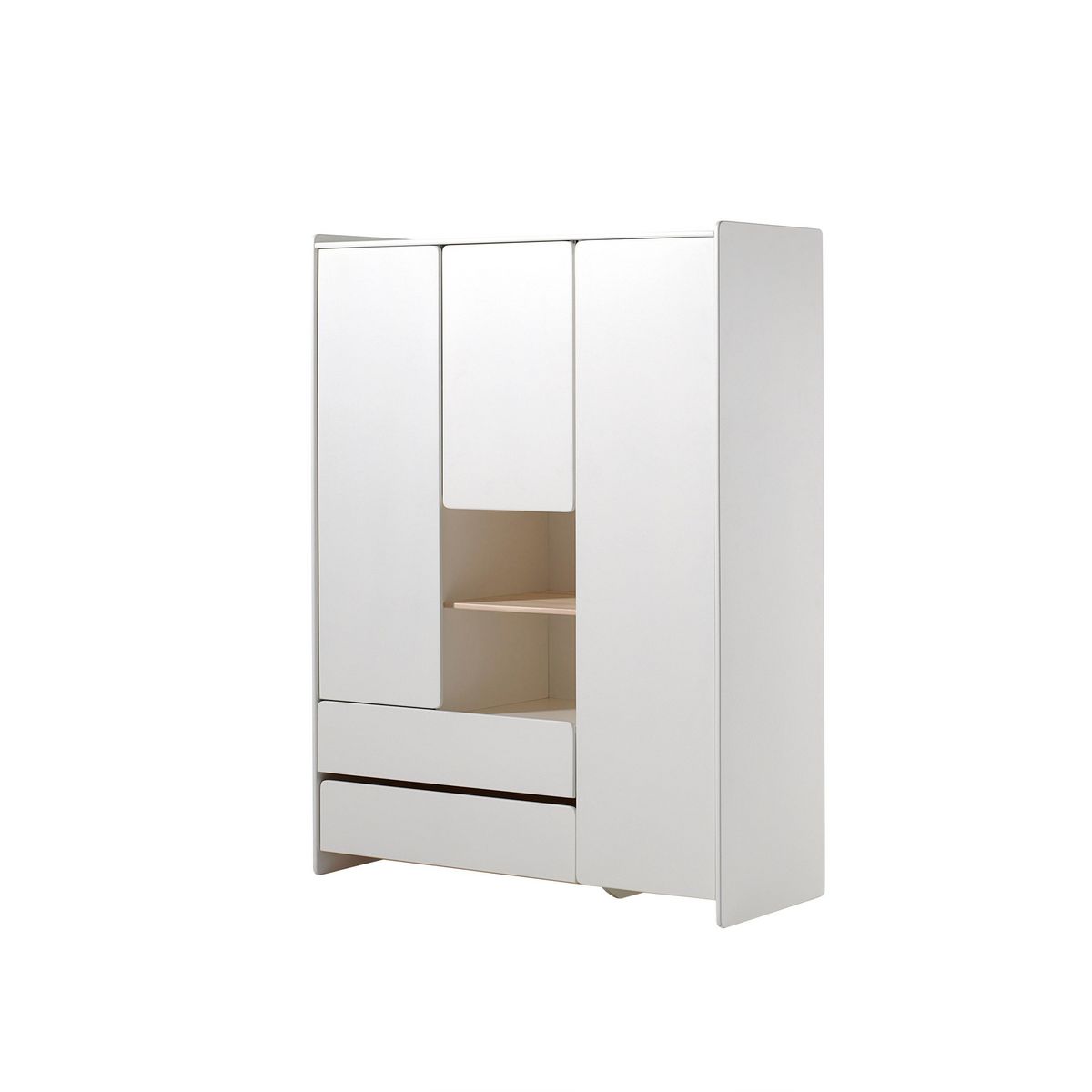 Armoire 3 portes 2 tiroirs L133cm KID
