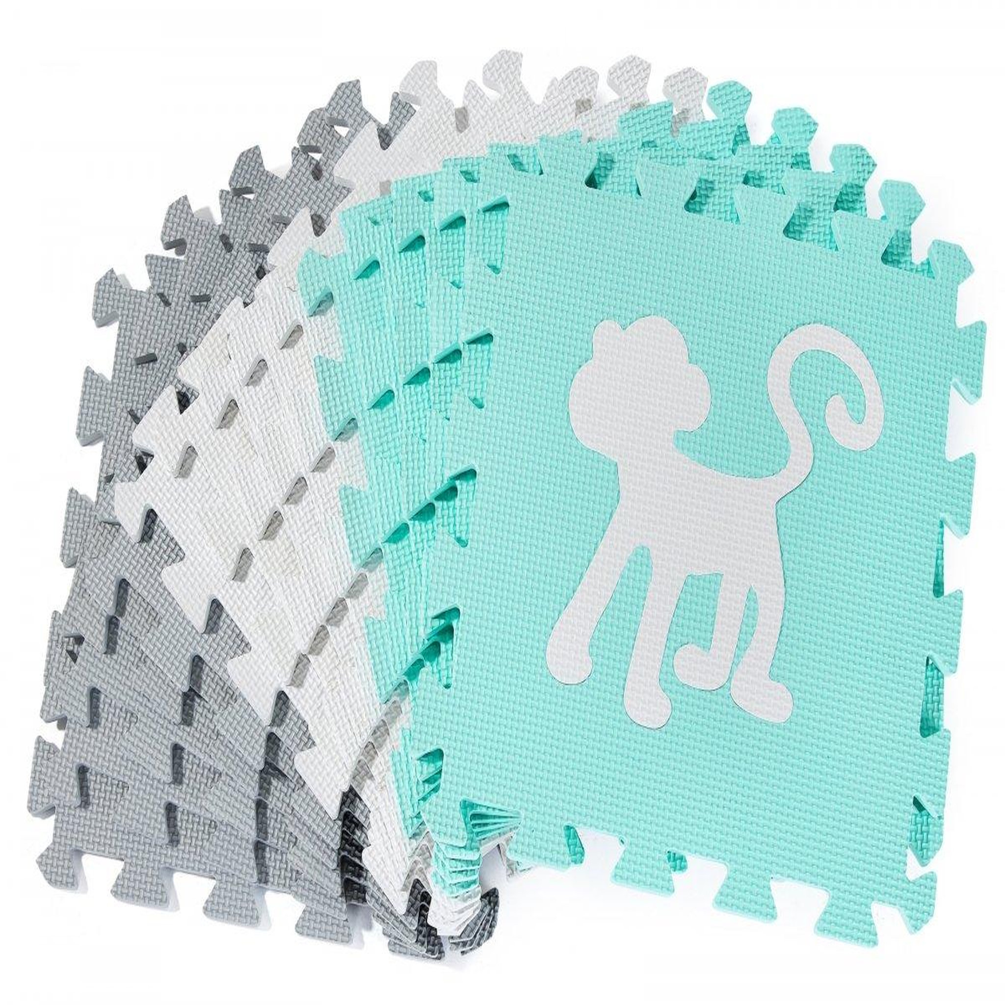 Voir la diapositive 4 : MOBY SYSTEM Tapis Puzzle en Mousse EVA 150 x 150 cm, 16 Pièces avec Formes Géométriques et Animaux