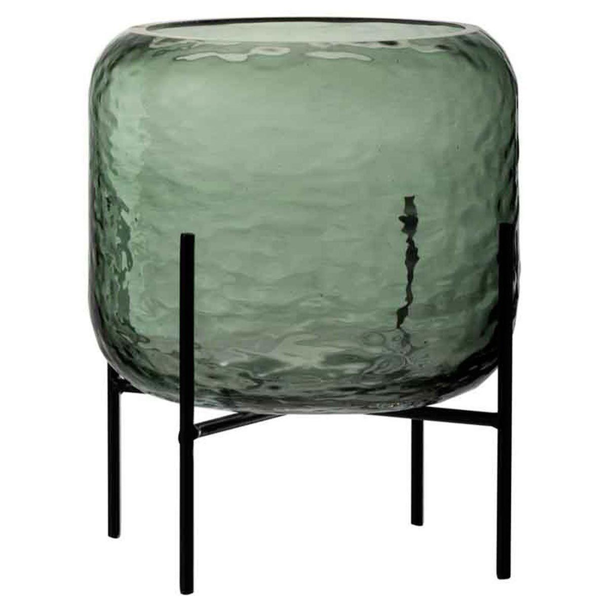 J-LINE Vase design sur pied  irrégulier  18cm vert