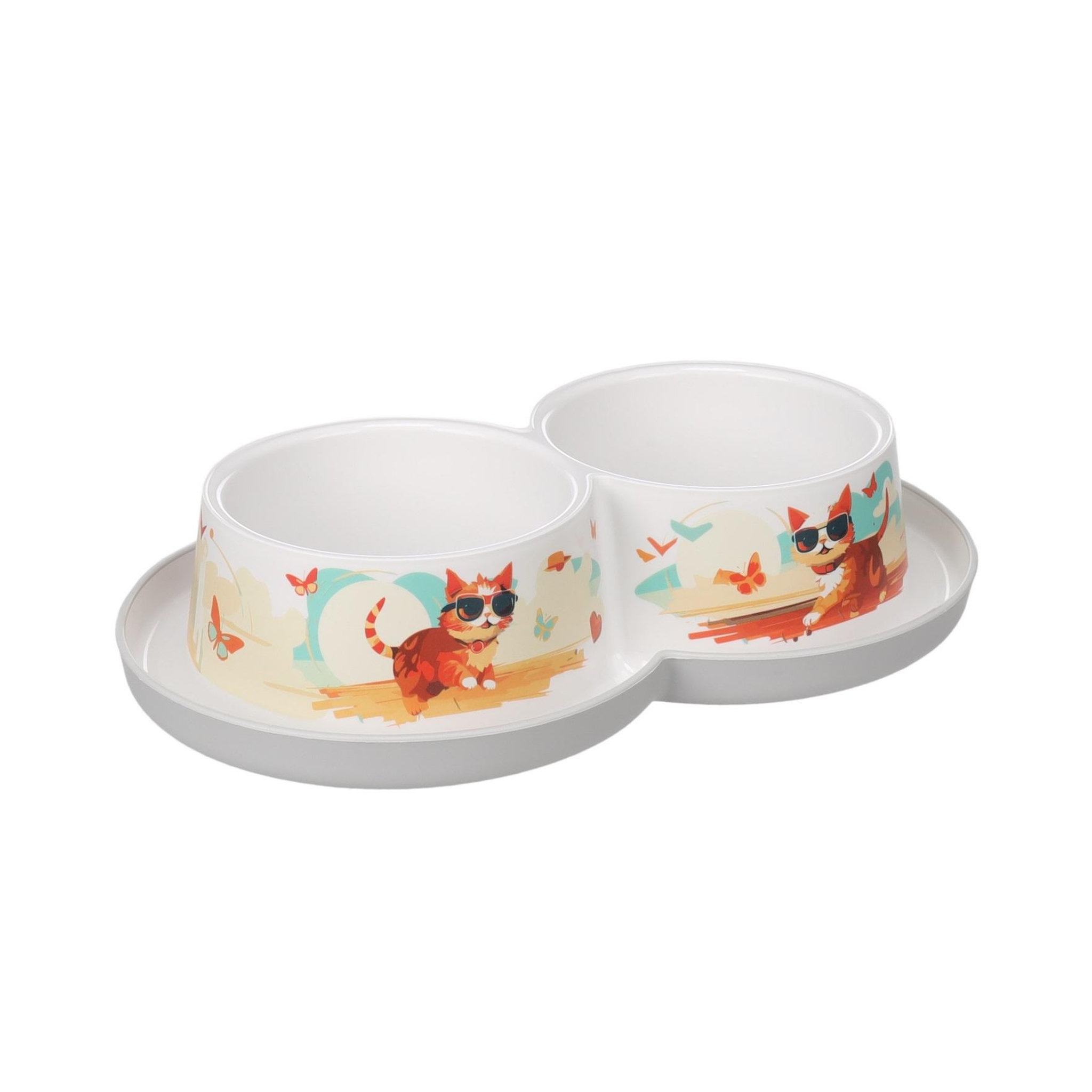 Eden Double gamelle chat au soleil design et moderne