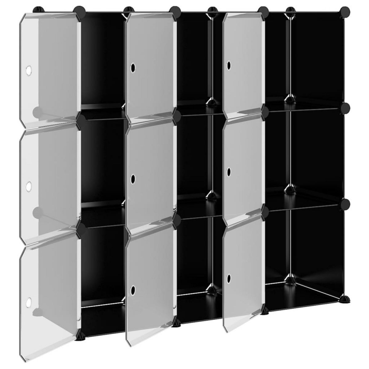 VIDAXL Cubes de rangement 9 pcs avec portes Noir PP