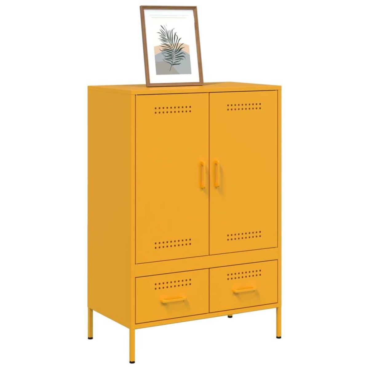 VIDAXL Buffet haut jaune moutarde 68x39x101,5 cm acier