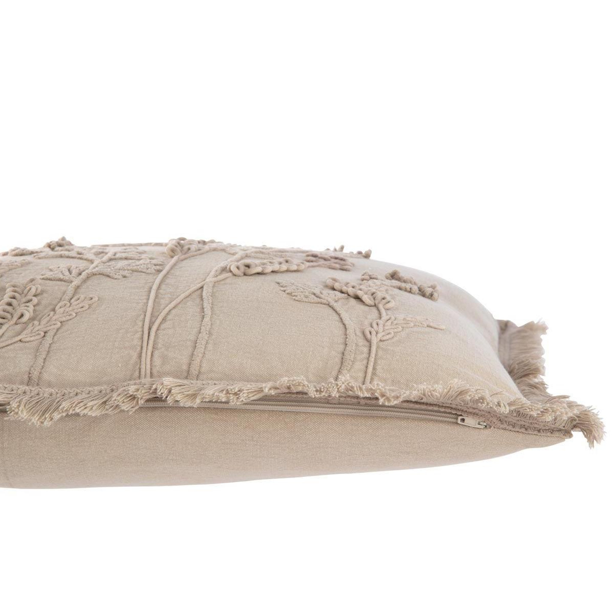 Voir la diapositive 3 : J-LINE Coussin brodé fleurs  puglia  52x52cm beige