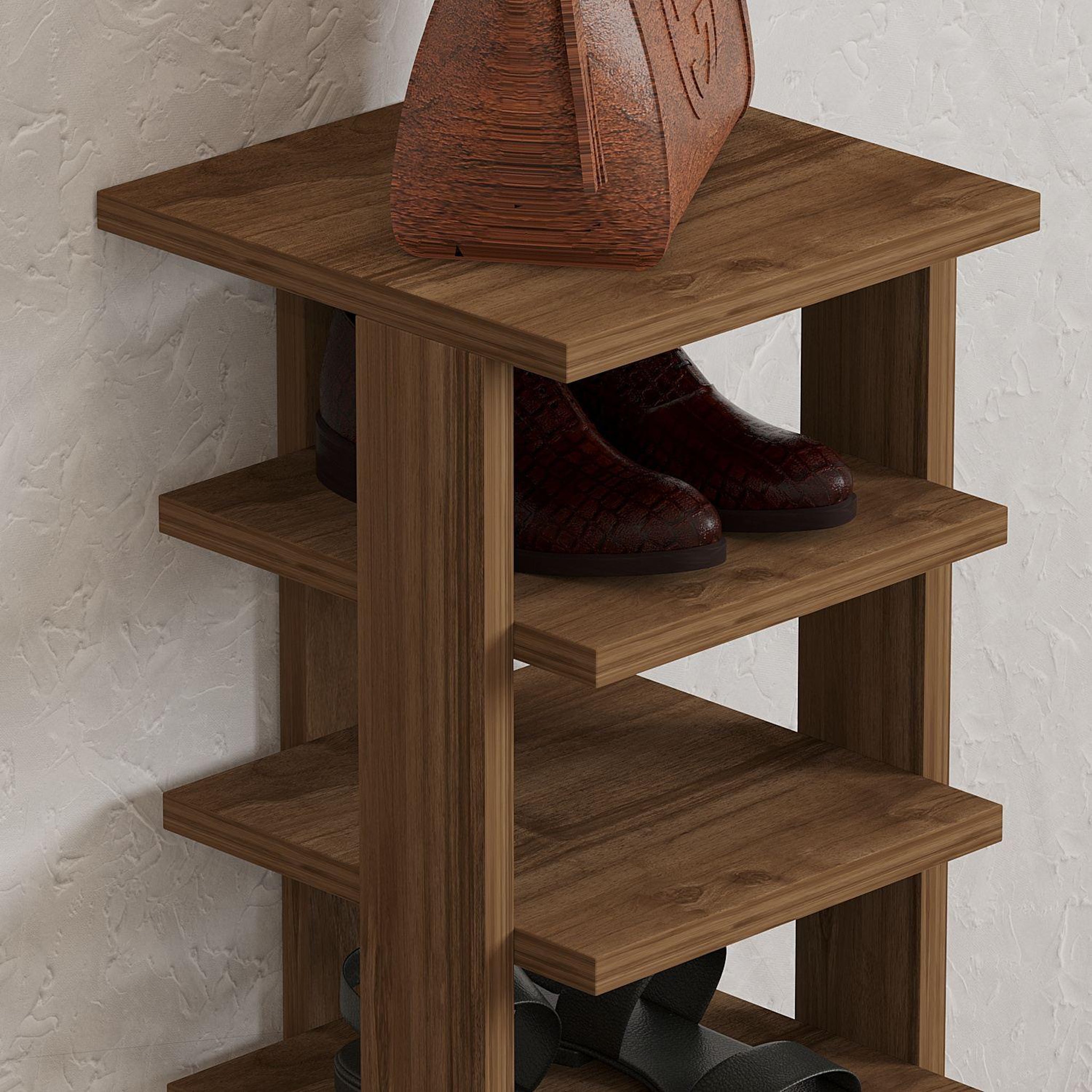 Voir la diapositive 4 : Habitat et Jardin Meuble à chaussures en bois  ayka  - 30 x 30 x 110 cm - marron