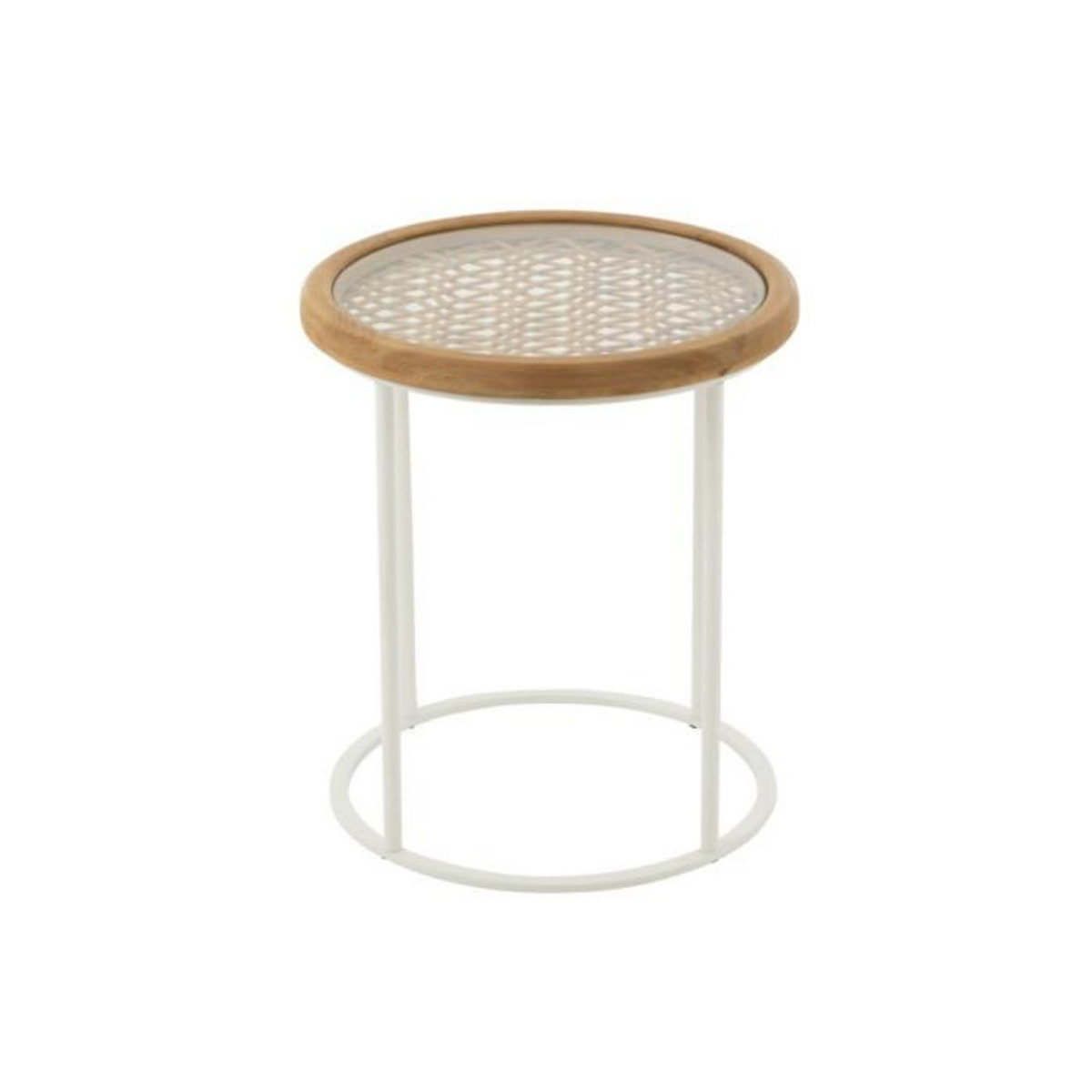 Paris Prix Table d'Appoint en Bois  Mati  56cm Naturel & Blanc