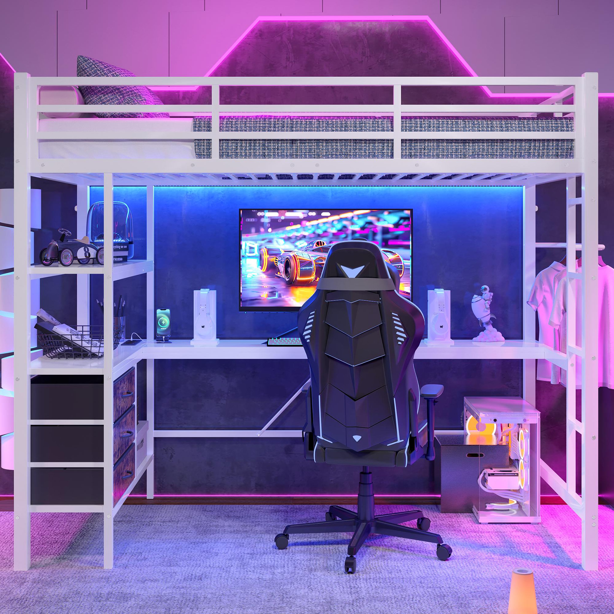 Voir la diapositive 4 : MERAX Lit mezzanine 90x200cm